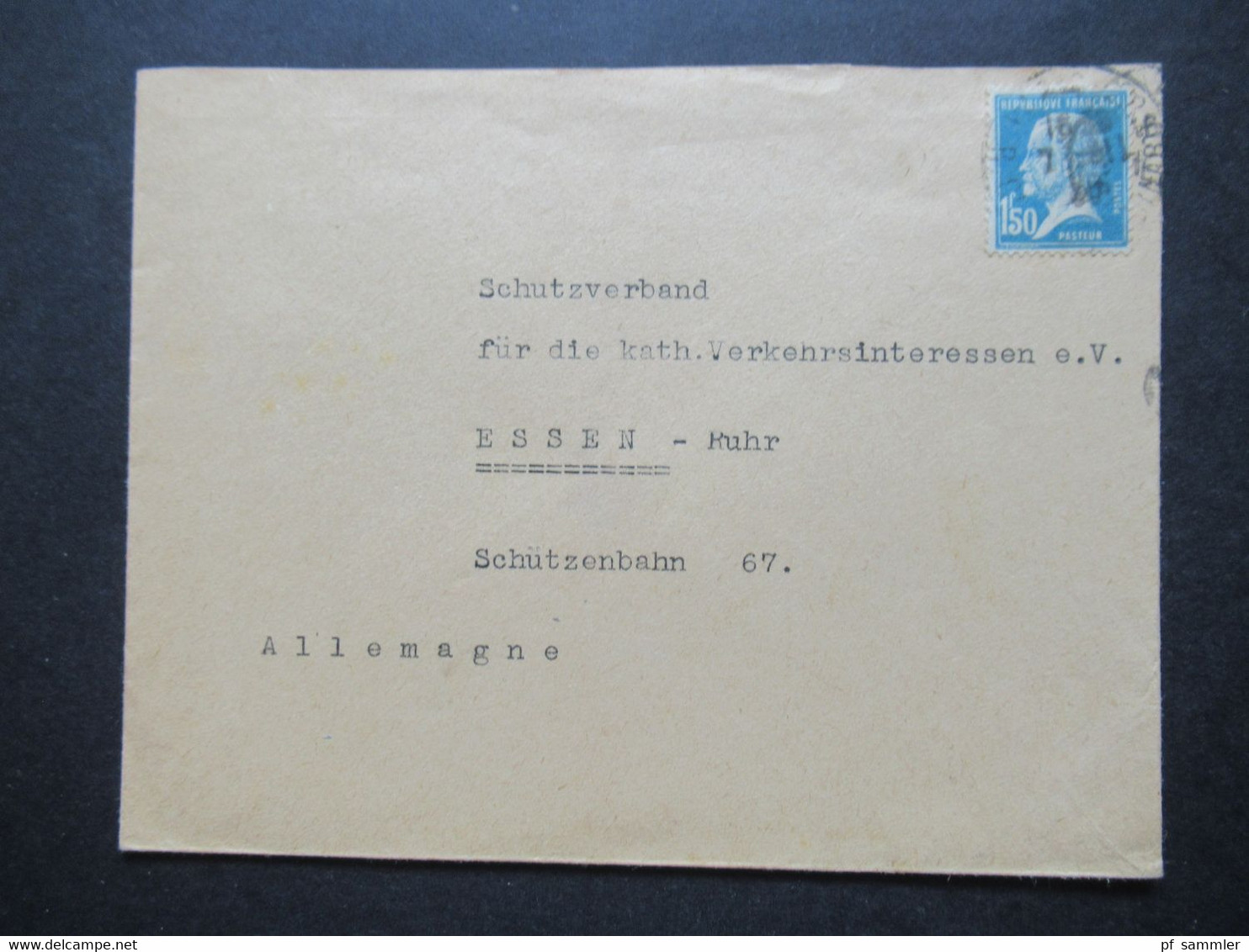 Frankreich Um 1925 Auslandsbrief Von Paris An Den Schutzverband Kath. Verkehrsinteressen In Essen - Briefe U. Dokumente