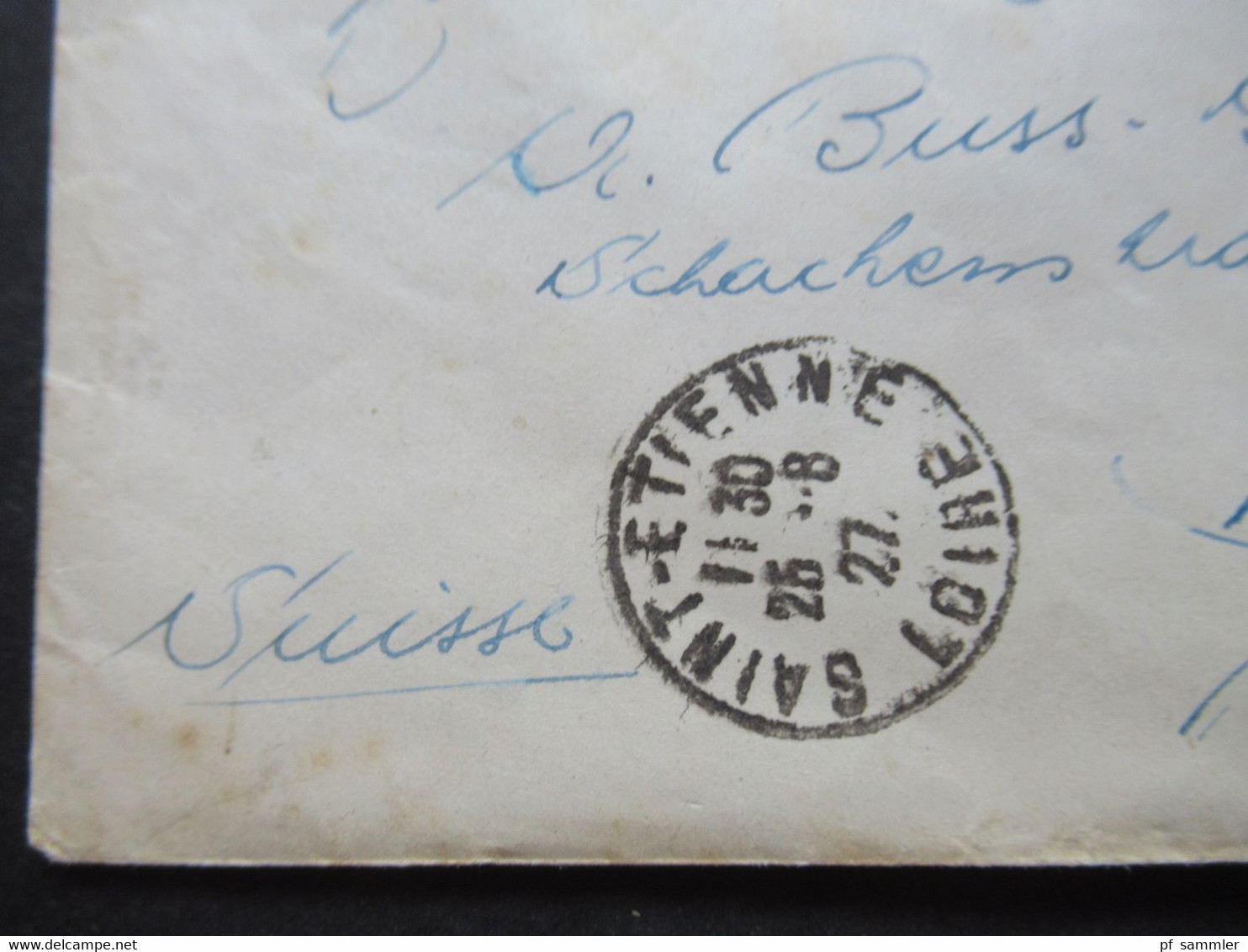 Frankreich 1927 Einschreiben / Recommande OHNE R-Zettel Auslandsbrief Saint Etienne Nach Kriens Schweiz - Storia Postale