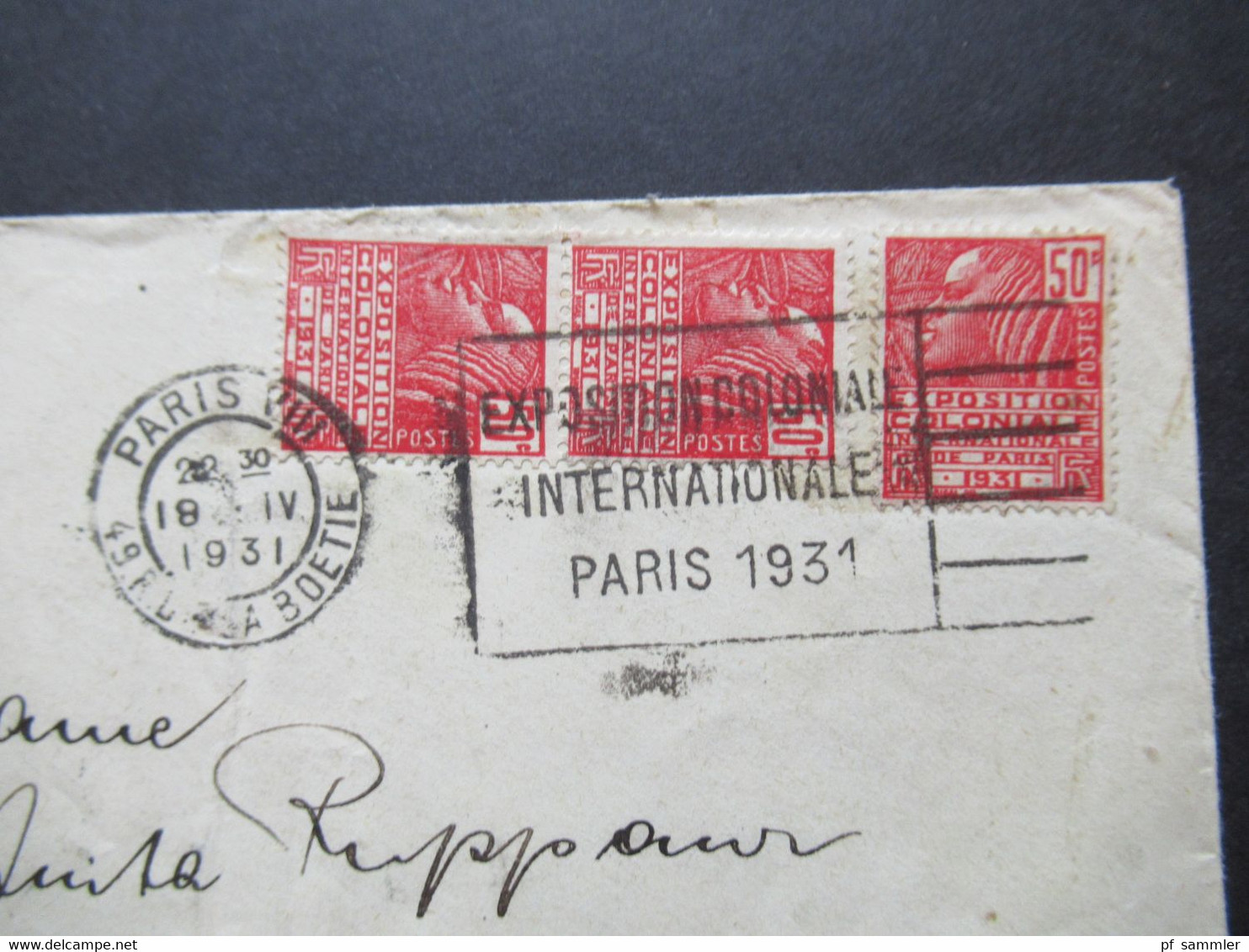 Frankreich 1930 / 31 Internationale Kolonialausstellung Nr. 259 (3) MiF Umschlag Krone La Royale Paris Nach München - Briefe U. Dokumente