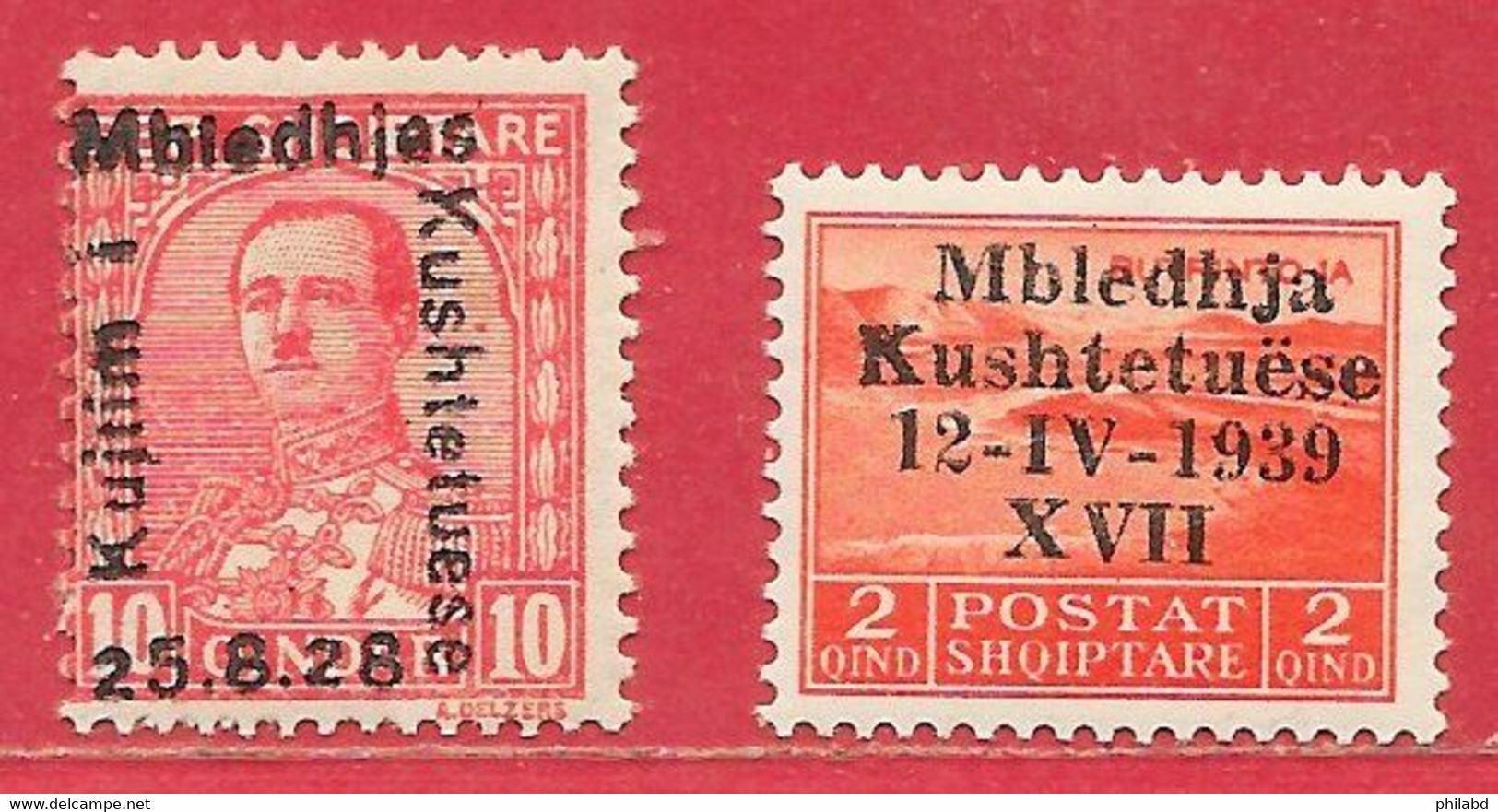 Albanie N°193 10q Rouge & N°256B 1928-39 * - Albanien