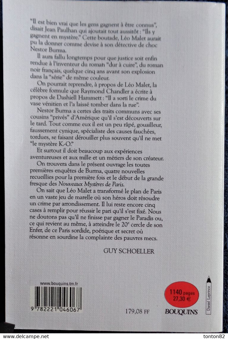 Léo Malet - Les  Enquêtes De Nestor Burma - Les Nouveaux Mystères De Paris -  Bouquins  - TOME 1 - Robert Laffont - 2001 - Leo Malet