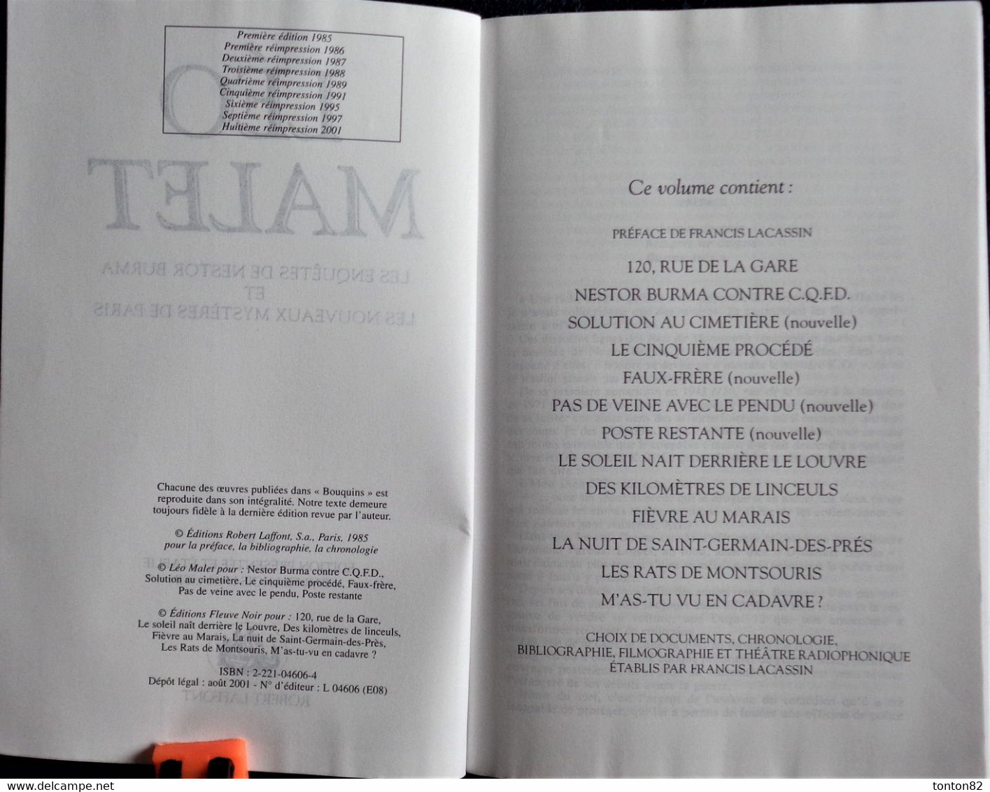 Léo Malet - Les  Enquêtes De Nestor Burma - Les Nouveaux Mystères De Paris -  Bouquins  - TOME 1 - Robert Laffont - 2001 - Leo Malet