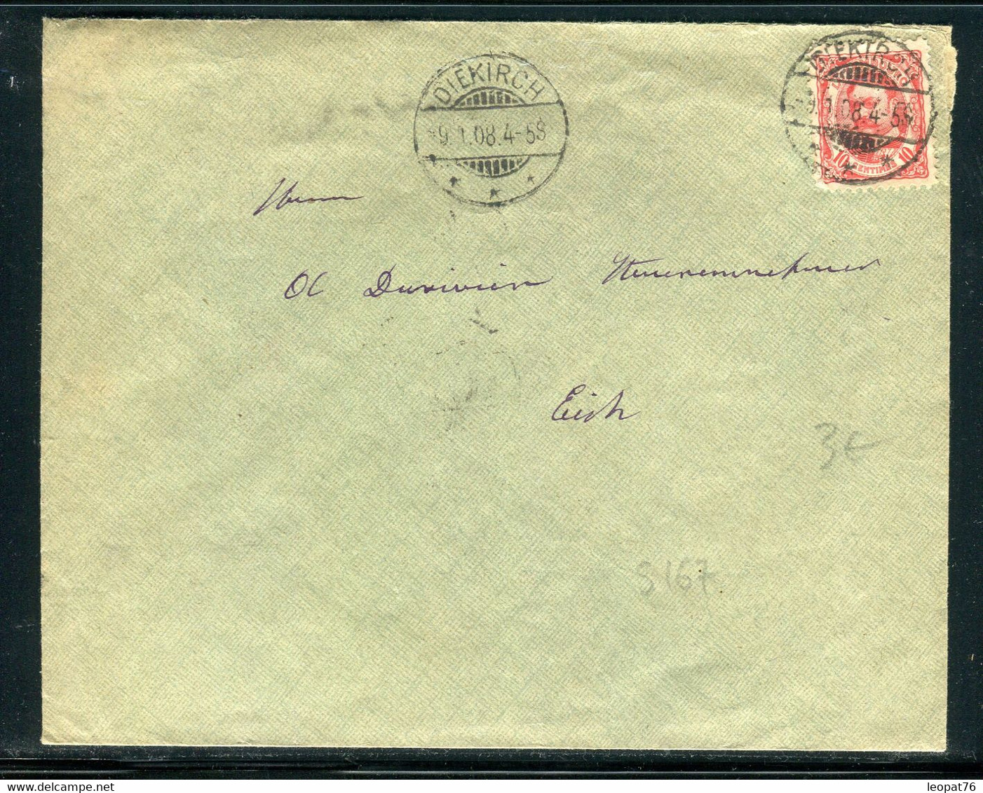 Luxembourg - Enveloppe De Diekirch Pour Eich En 1908  - Prix Fixe !!! - Ref S 167 - 1906 Wilhelm IV.