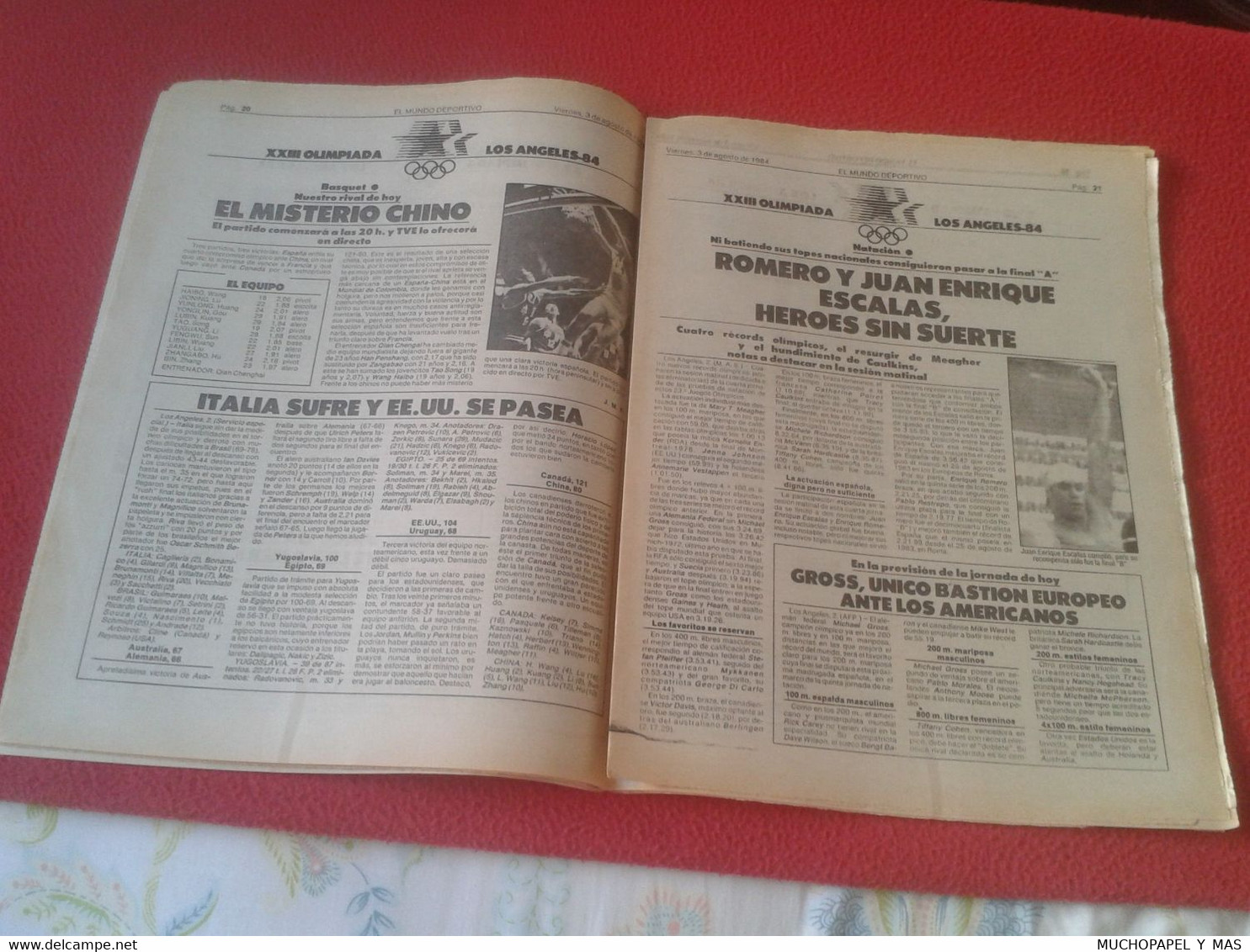 PERIÓDICO EL MUNDO DEPORTIVO Nº 19054 3 AGO. 1984 BARÇA FÚTBOL CLUB BARCELONA JUEGOS OLÍMPICOS LOS ANGELES 1984 84 ETC..