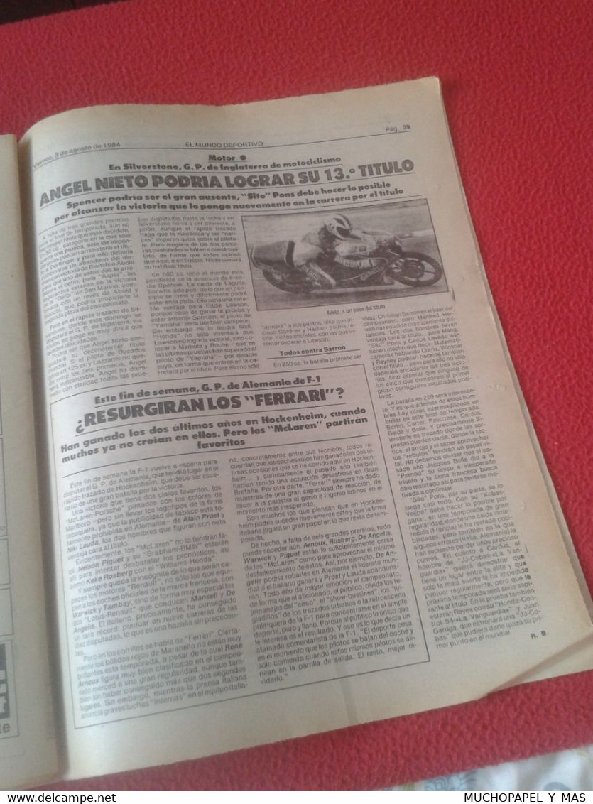 PERIÓDICO EL MUNDO DEPORTIVO Nº 19054 3 AGO. 1984 BARÇA FÚTBOL CLUB BARCELONA JUEGOS OLÍMPICOS LOS ANGELES 1984 84 ETC..