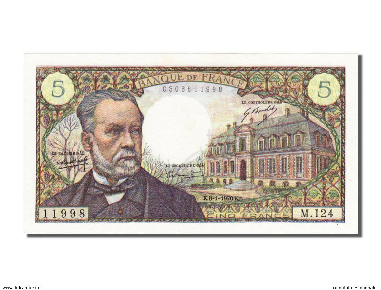 Billet, France, 5 Francs, 5 F 1966-1970 ''Pasteur'', 1970, 1970-01-08, SPL - 5 F 1966-1970 ''Pasteur''