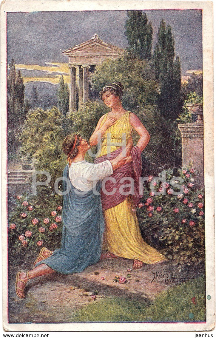 Romische Liebe - Rimska Laska - Illustration By J. Kranzle - Couple - Old Postcard - Germany - Unused - Kraenzle