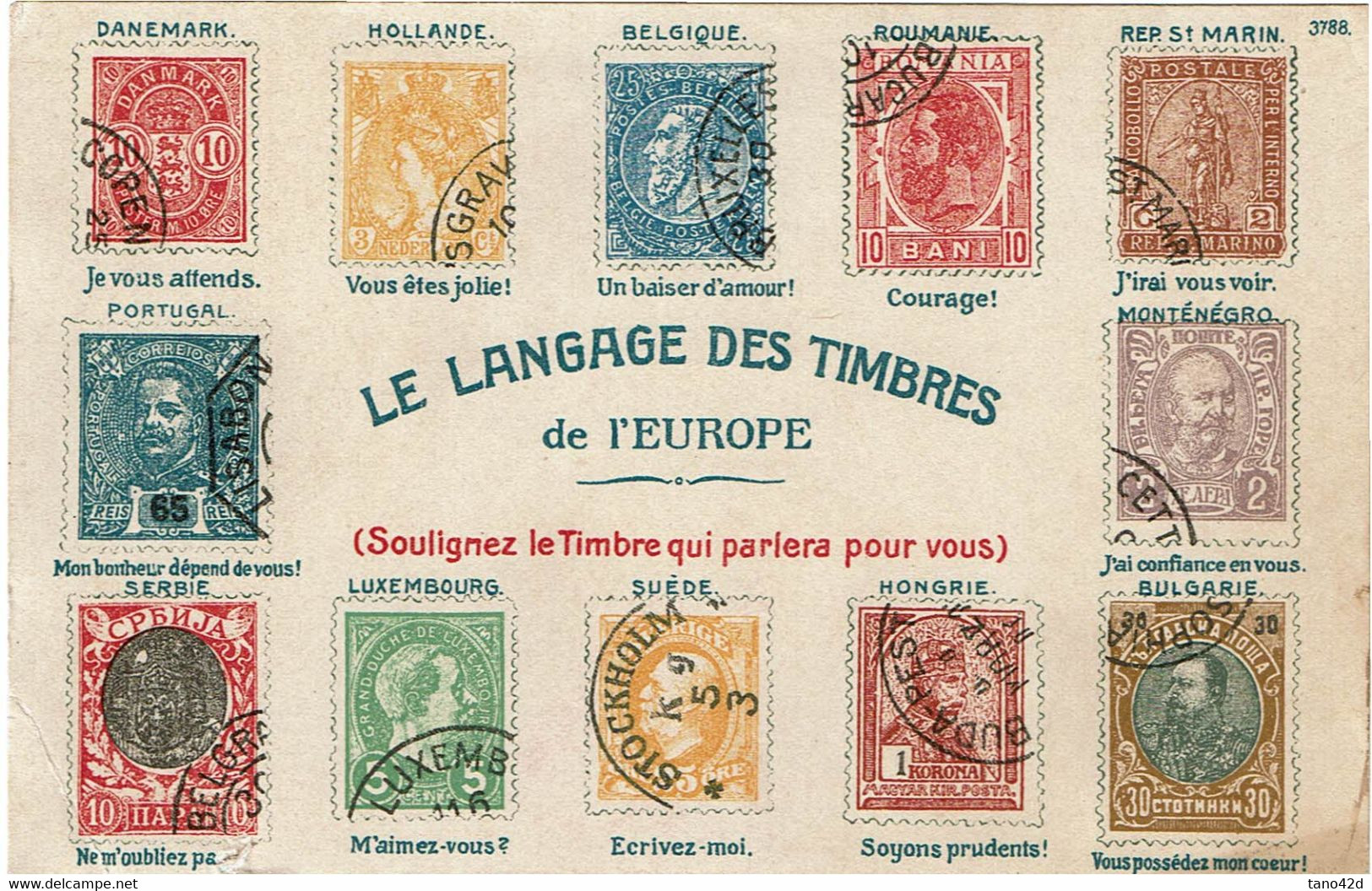 RDR15A - PSEUDO ENTIER CARTE POSTALE  "LE LANGAGE DES TIMBRES " - Enteros Privados