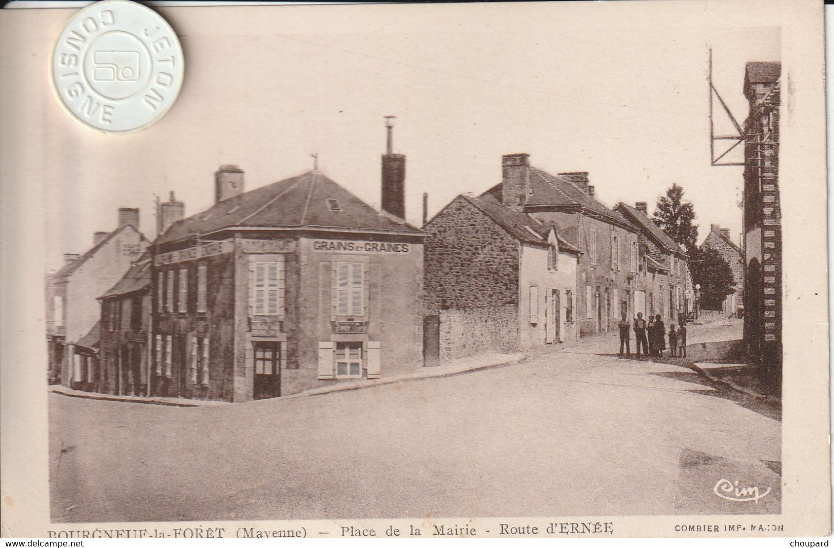 53 - Très Belle Carte Postale Ancienne  De  Bourgneuf La Foret   Place De La Marie  Route D'Ernée - Autres & Non Classés