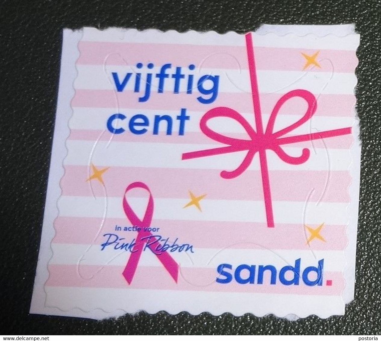 Nederland - Sandd - Gebruikt - Onafgeweekt - Cancelled On Paper - Vijftig Cent - Pink Ribbon - Strik - Gebruikt