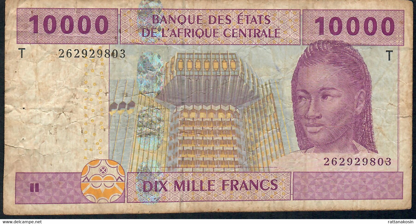 C.A.S.  CONGO  P110Ta 10000 Or 10.000 Francs 2002 Signature 5 Fine Few P.h. - Zentralafrikanische Staaten