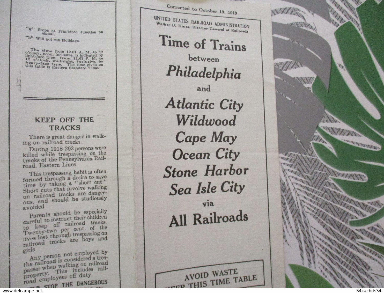 Philadelphia Pennnsylvania Time Of Trains Horaire 1920 Paypal Ok Out Of EU - Monde