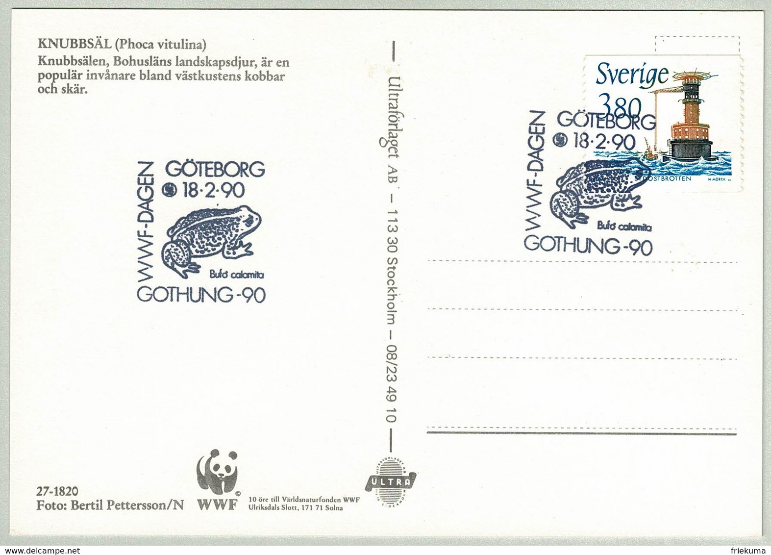 Schweden / Sverige 1990, Postkarte WWF Dagen Göteborg, Kröte / Bufo Calamita - Frogs