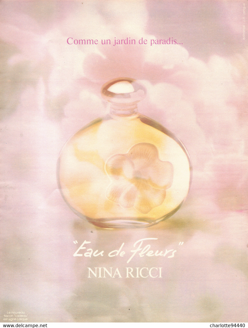 PUB PARFUM   ( EAU  De FLEURS  ) De " NINA RICCI "  1980 ( 15 ) - Non Classés