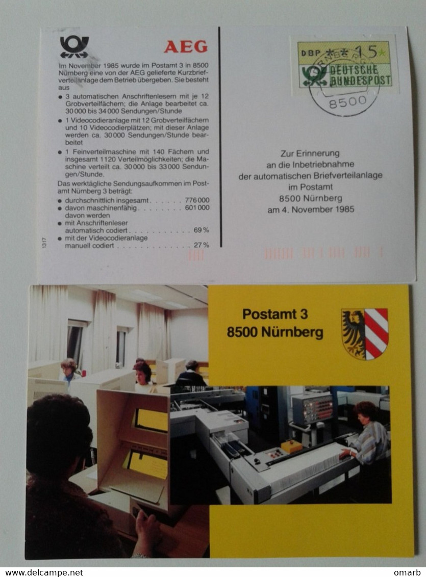 Fra740 ATM Stamp DBP Germany AEG Postamt Nurnberg Tecnologia Cartolina Postale - Postal Services