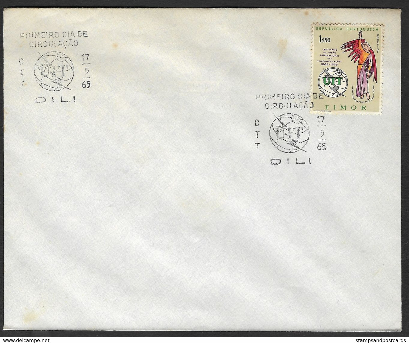 Timor Oriental Portugal FDC Centenaire Union Internationale Des Télécommunications1965 East Timor UIT Telecom FDC - Oost-Timor