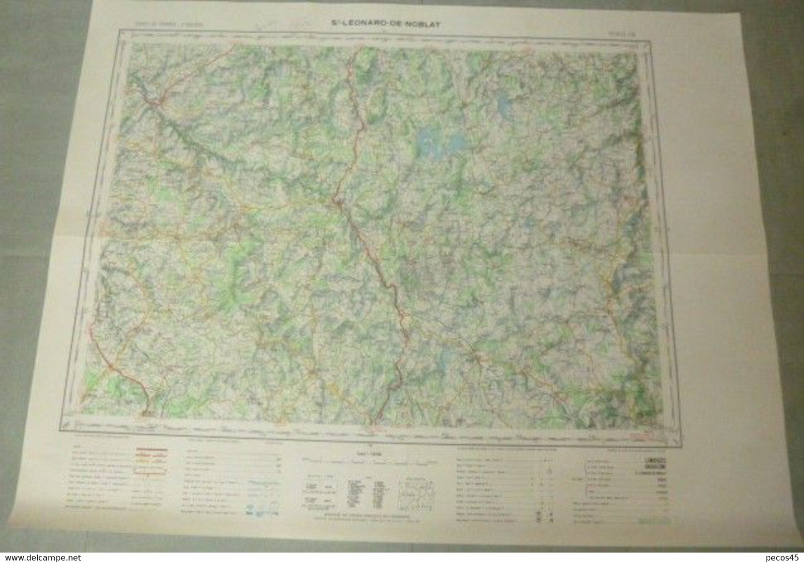 Carte I.G.N. J-16 : SAINT-LEONARD-de-Noblat - 1/100 000ème - 1962. - Topographical Maps