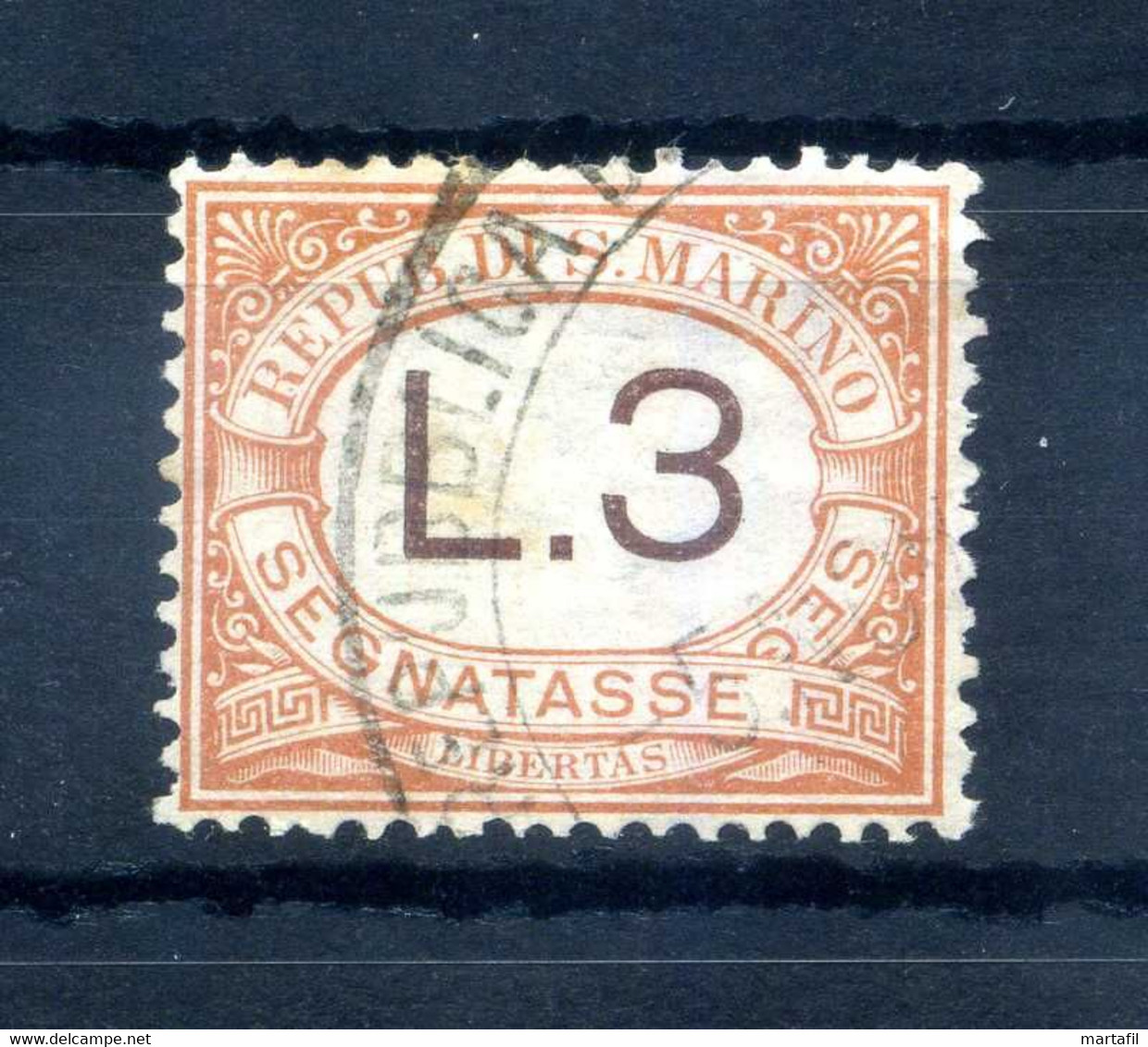 1925 SAN MARINO SEGNATASSE N.25 USATO 3 LIRE - Timbres-taxe