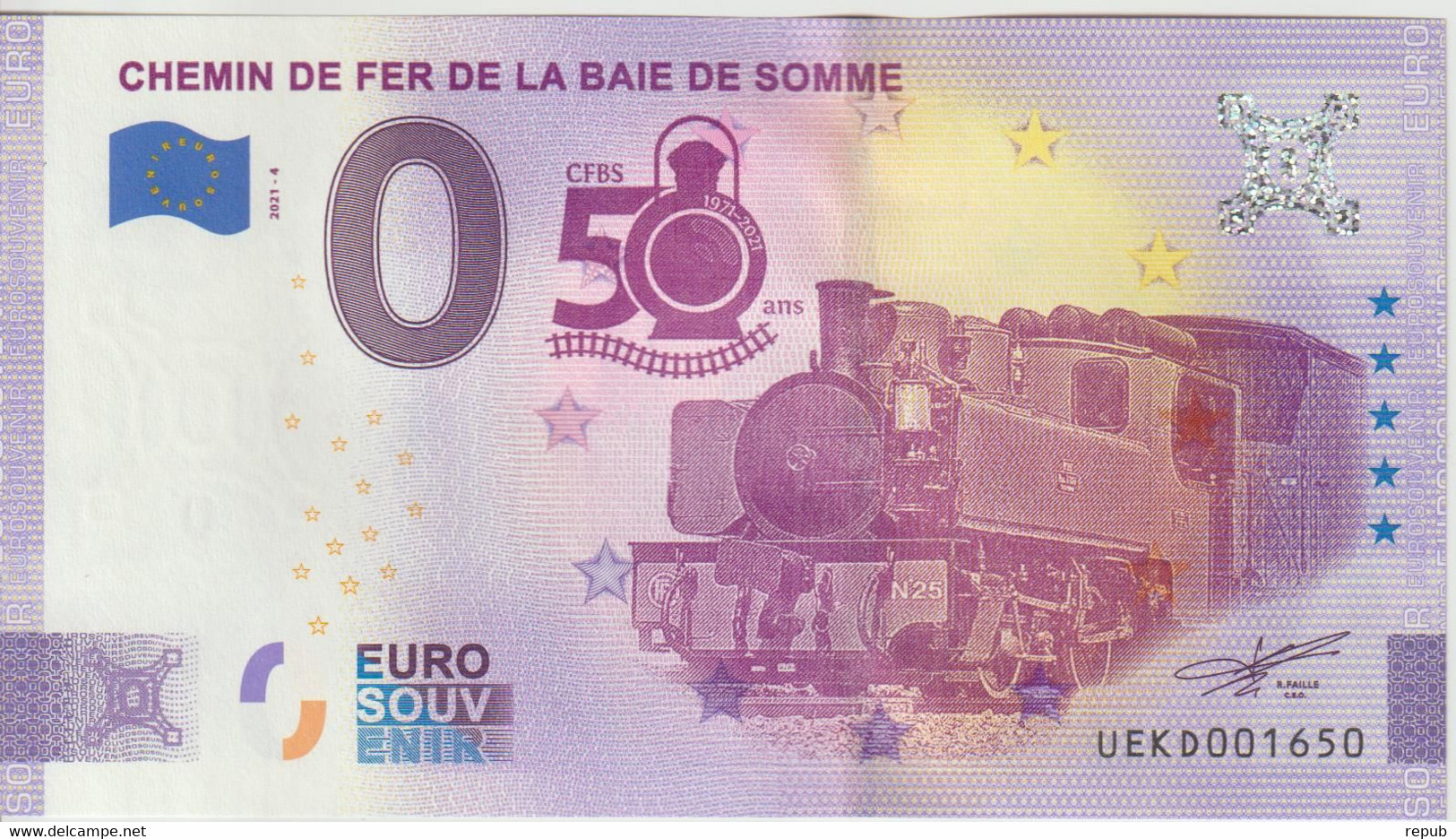 Billet Touristique 0 Euro Souvenir France 80 Chemin De Fer De La Baie De Somme 2021-4 N°UEKD001650 - Essais Privés / Non-officiels