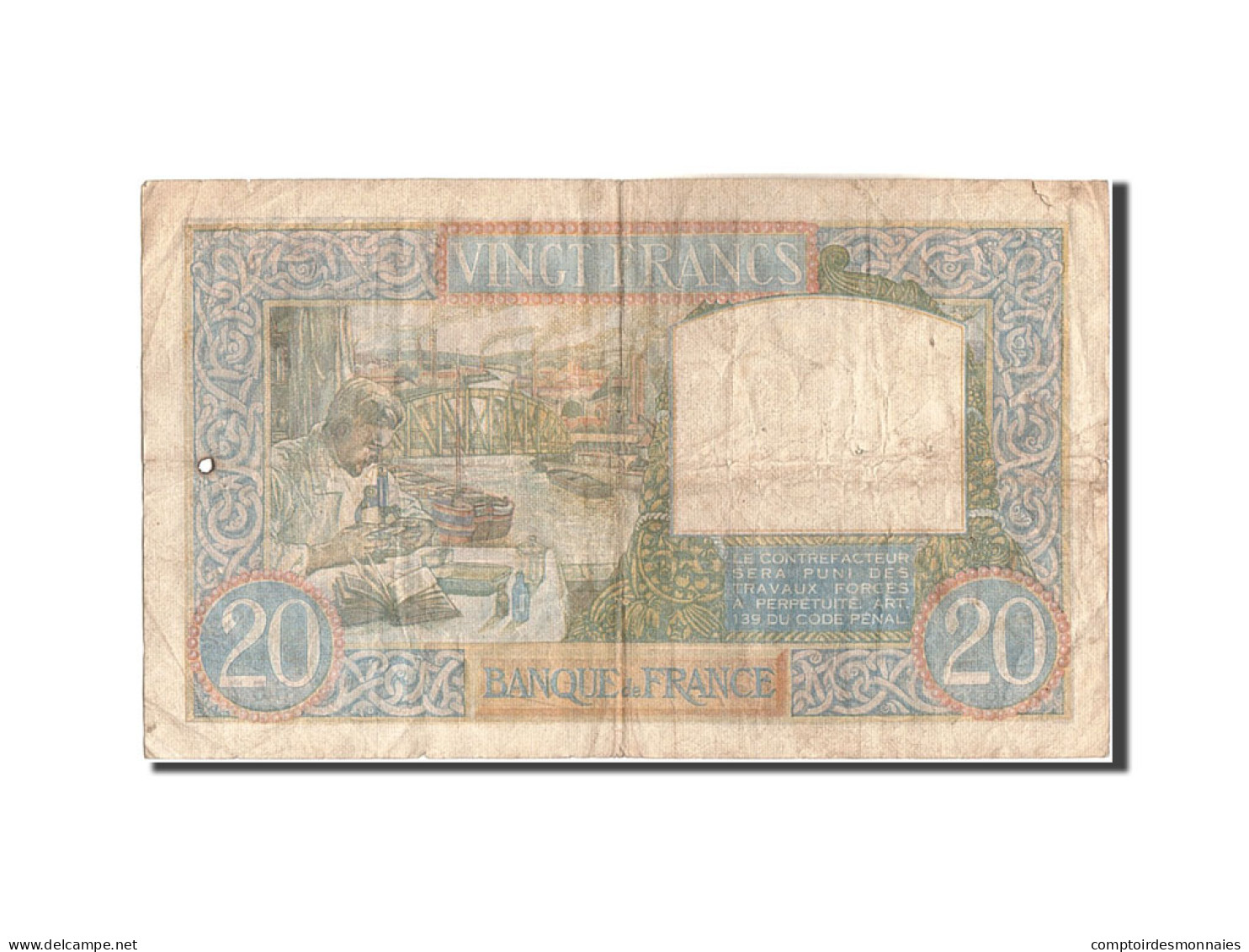 Billet, France, 20 Francs, 20 F 1939-1942 ''Science Et Travail'', 1941 - 20 F 1939-1942 ''Science Et Travail''