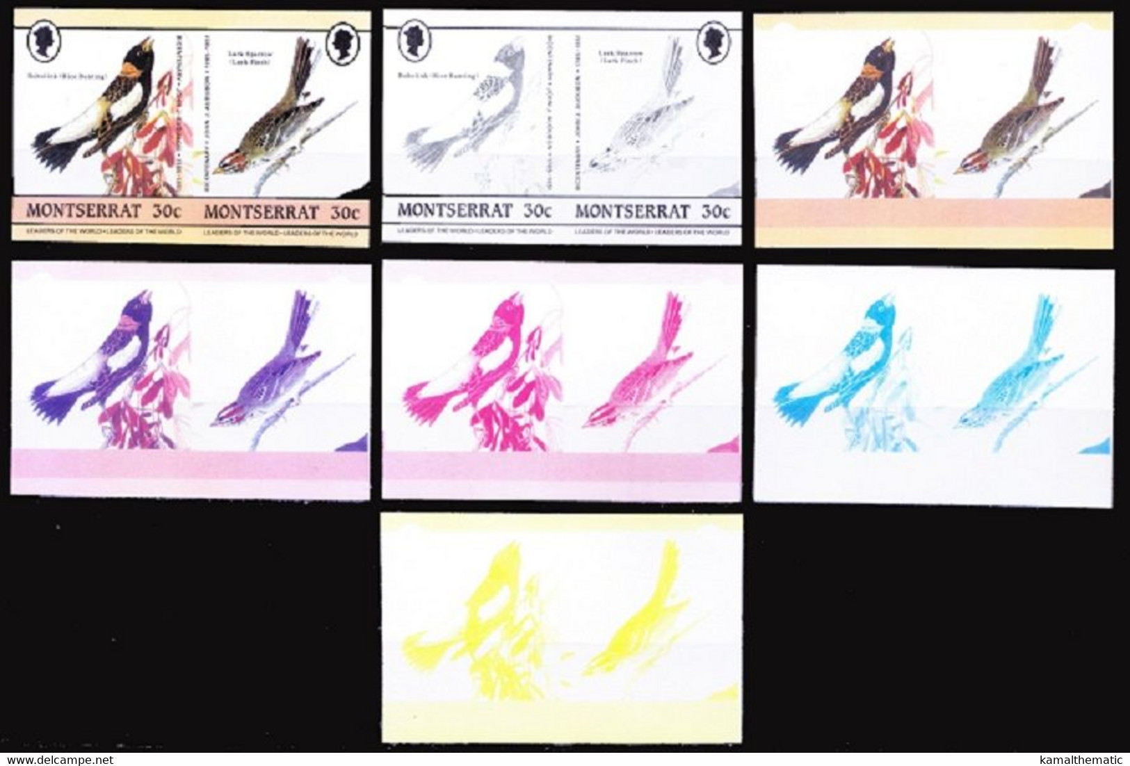 Montserrat 1985 MNH Colour Trail, Bobolink, Lark Sparrow, John Audubon Birds - Sparrows