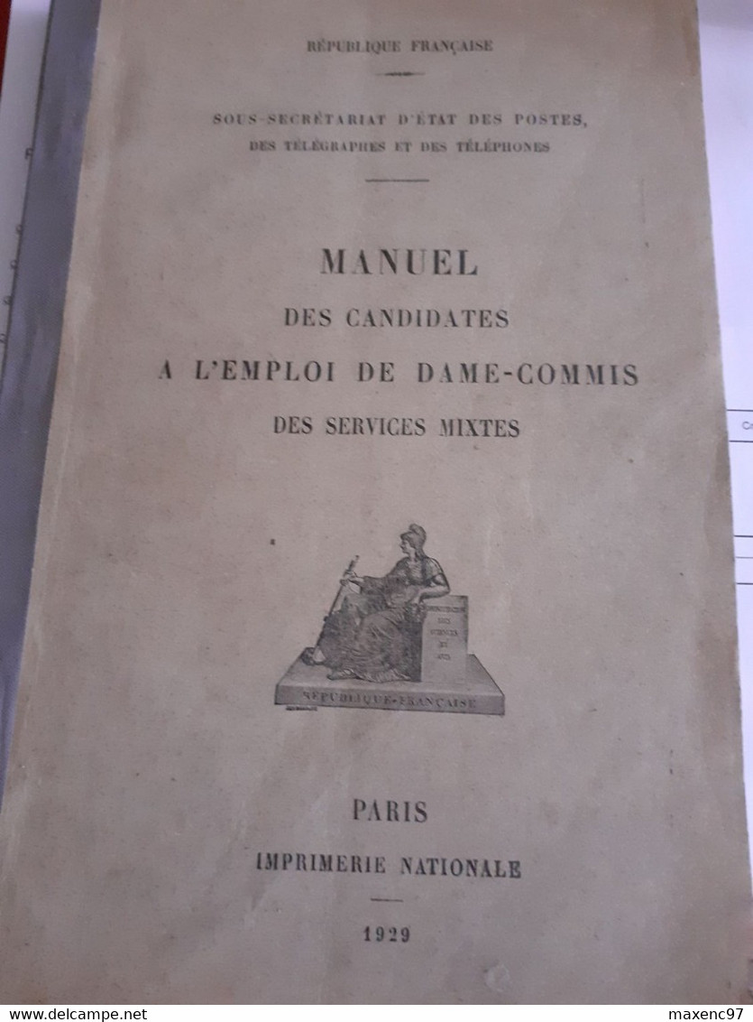 manuel des candidates a l'emploi de dame commis de la poste ptt 1929 imprimerie nationale