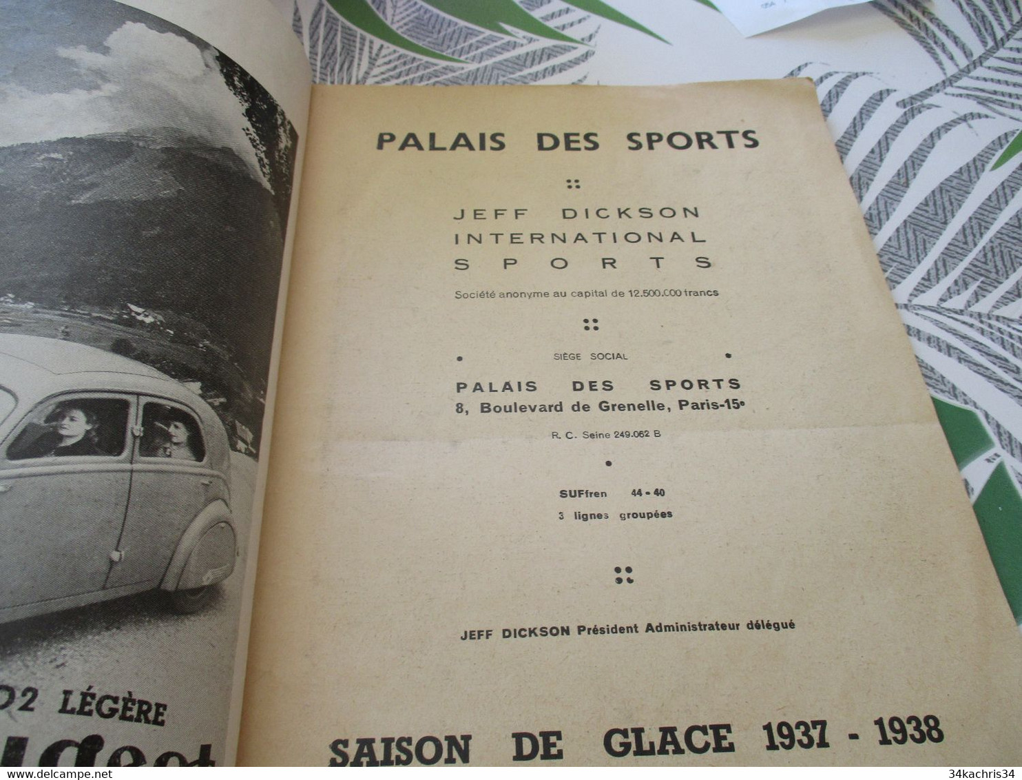 Plaquette Illustrée Paul Ordner Hochey Saison 1937/1938 Jeff Dikson Palais Des Sports Paris Autographe - Libri