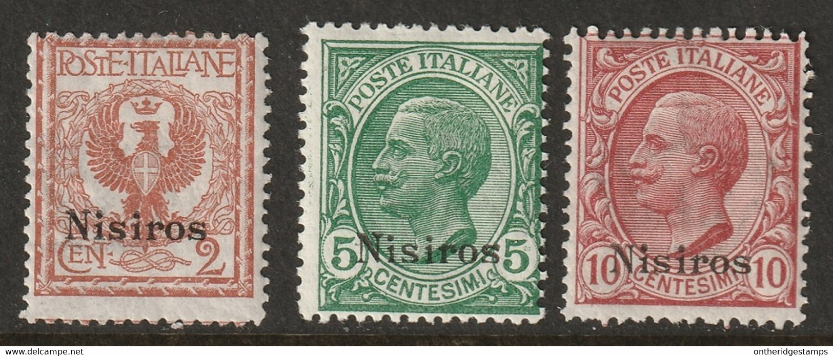 Italy Aegean Nisiro 1912 Sc 1-3 Egeo Nisiro Sa 1-3 MH* Some Crazed Gum - Egée (Nisiro)