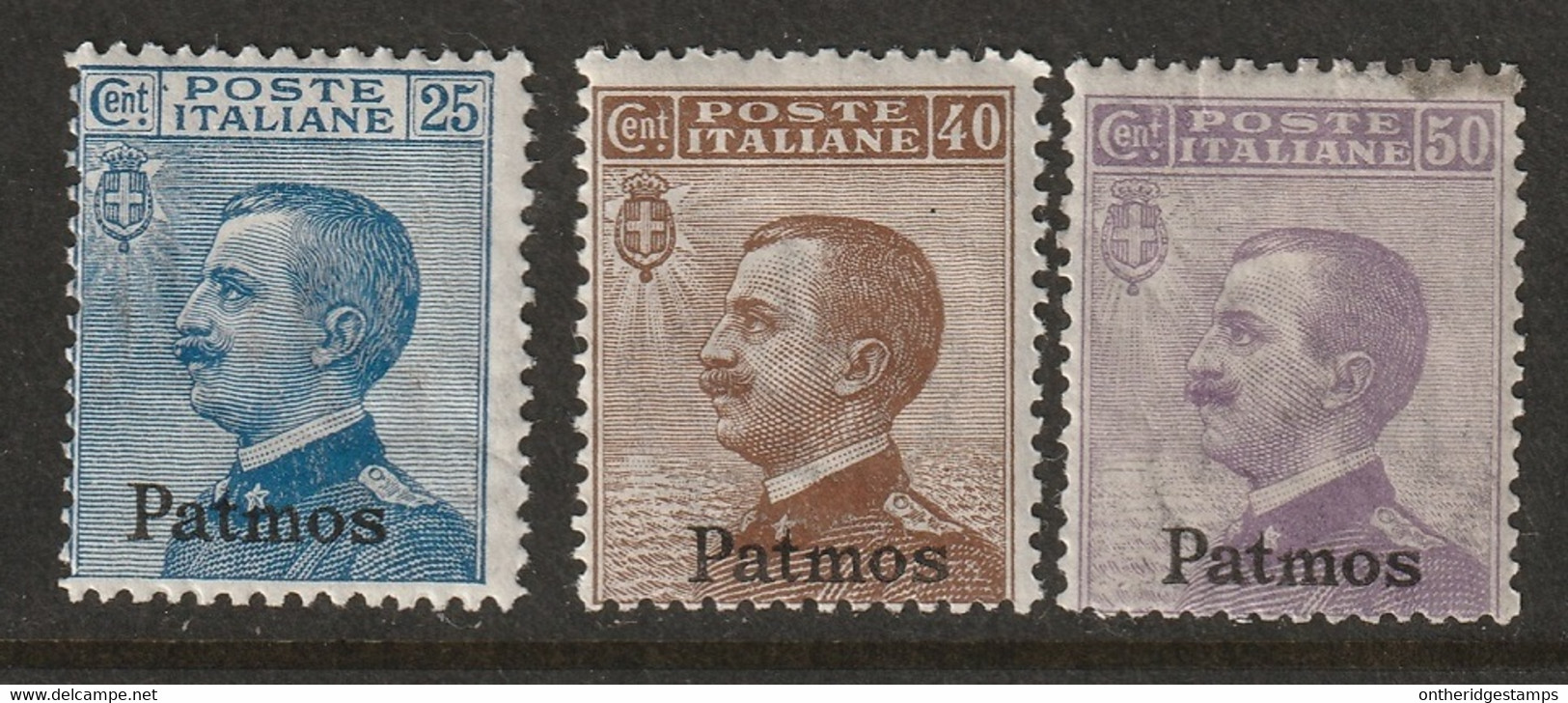 Italy Aegean Patmo 1912 Sc 6-8 Egeo Patmo Sa 5-7 MH* Some Crazed Gum - Egée (Patmo)