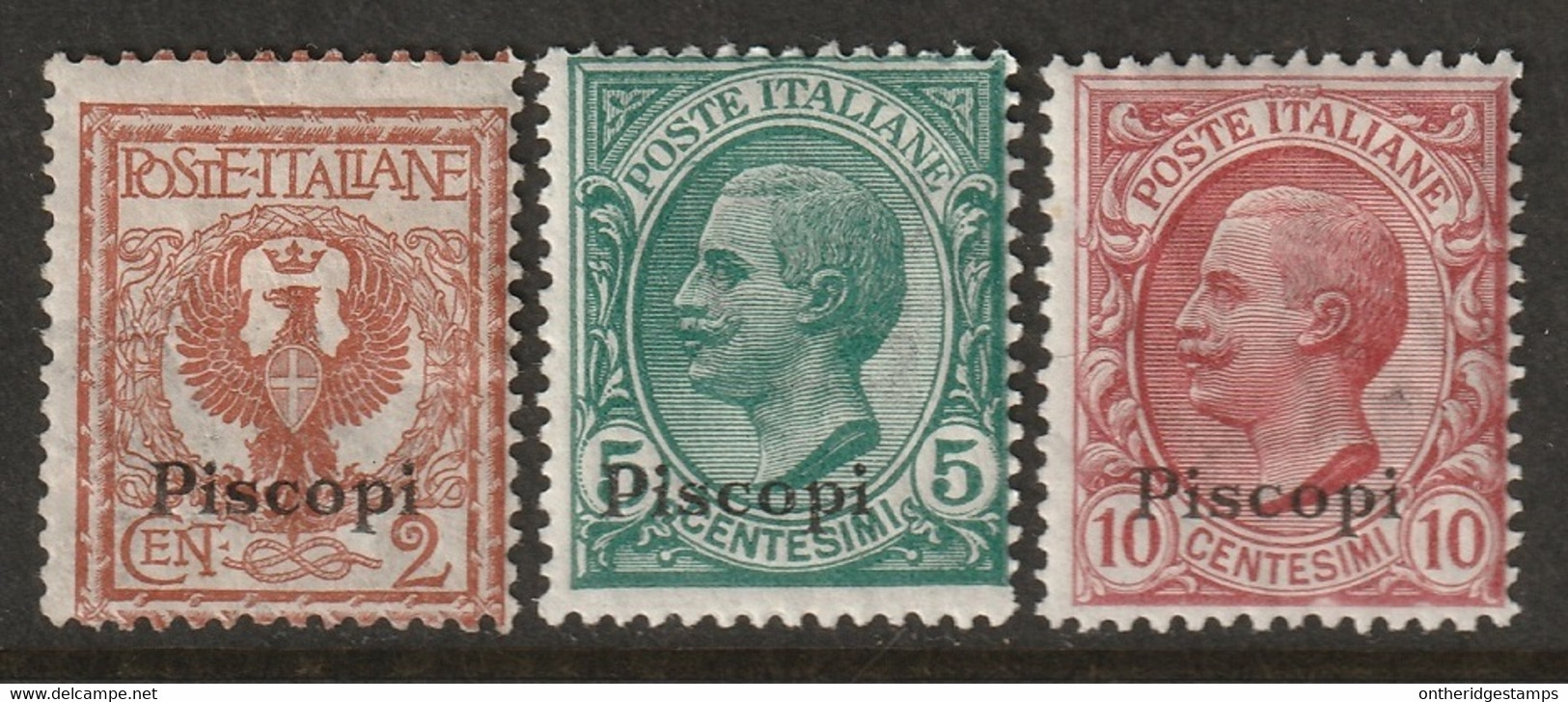 Italy Aegean Piscopi 1912 Sc 1-3 Egeo Piscopi Sa 1-3 MH* Some Crazed Gum - Egée (Piscopi)