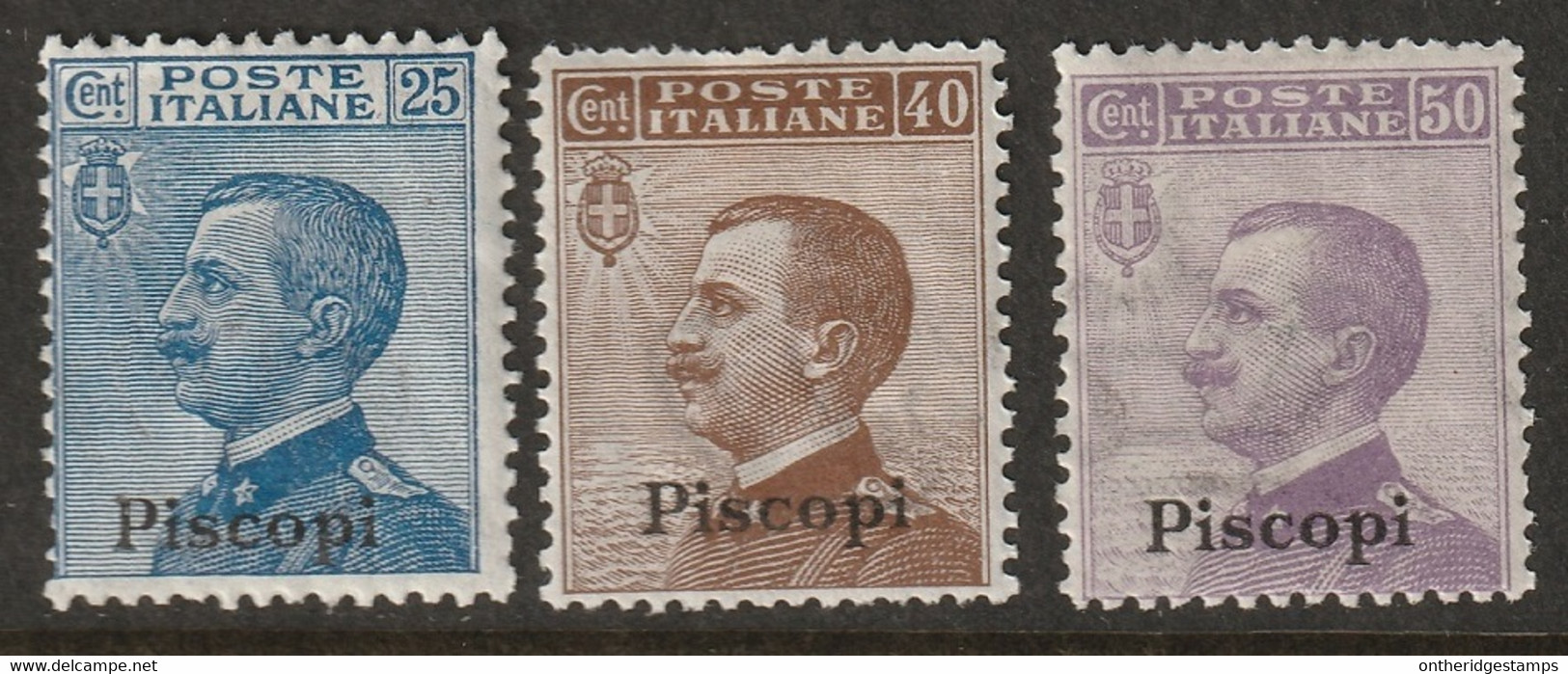 Italy Aegean Piscopi 1912 Sc 6-8 Egeo Piscopi Sa 5-7 MH* Some Crazed Gum - Ägäis (Piscopi)