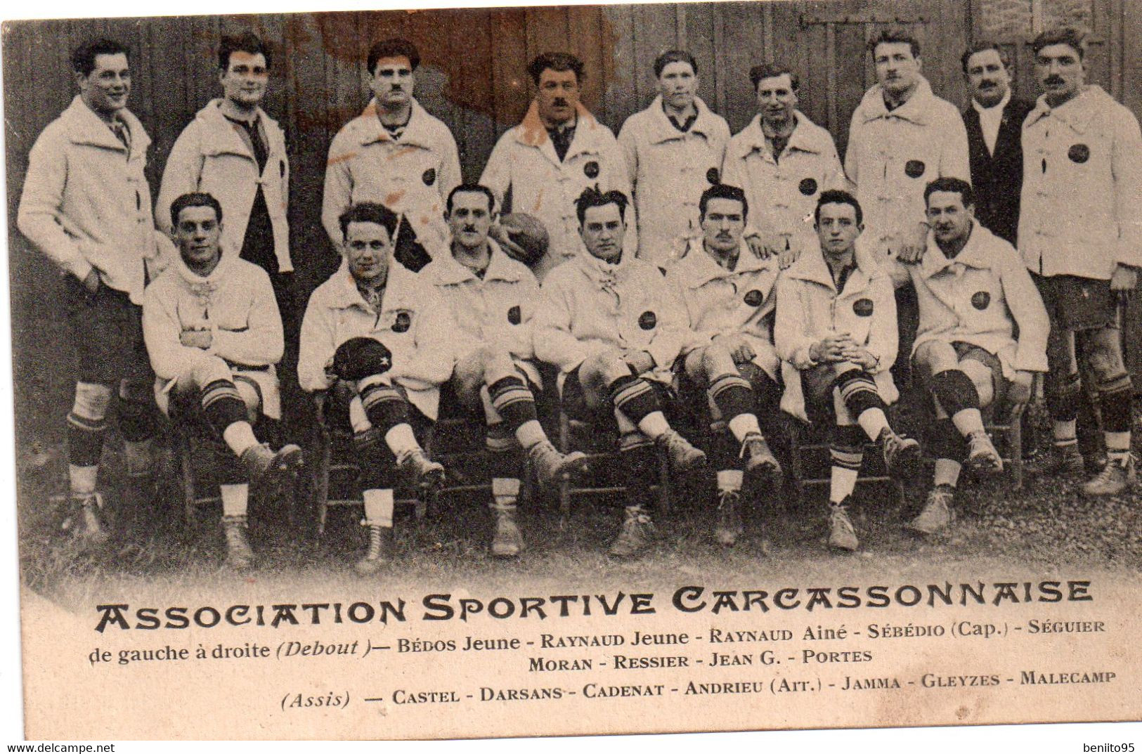 CPA De L'équipe 1ère De Rugby De CARCASSONNE En 1925. - Carcassonne