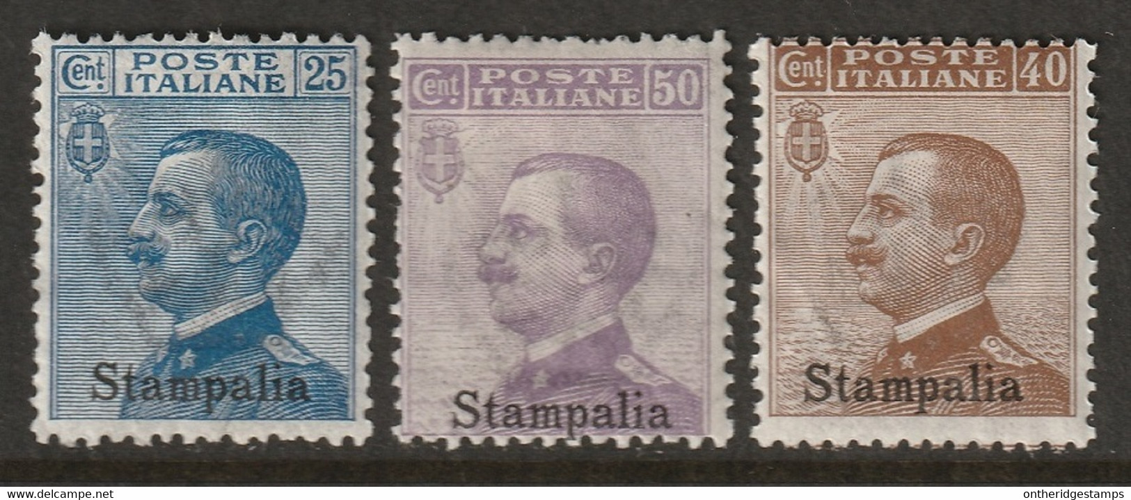 Italy Aegean Stampalia 1912 Sc 6-8 Egeo Stampalia Sa 5-7 MH* Some Crazed Gum - Ägäis (Stampalia)