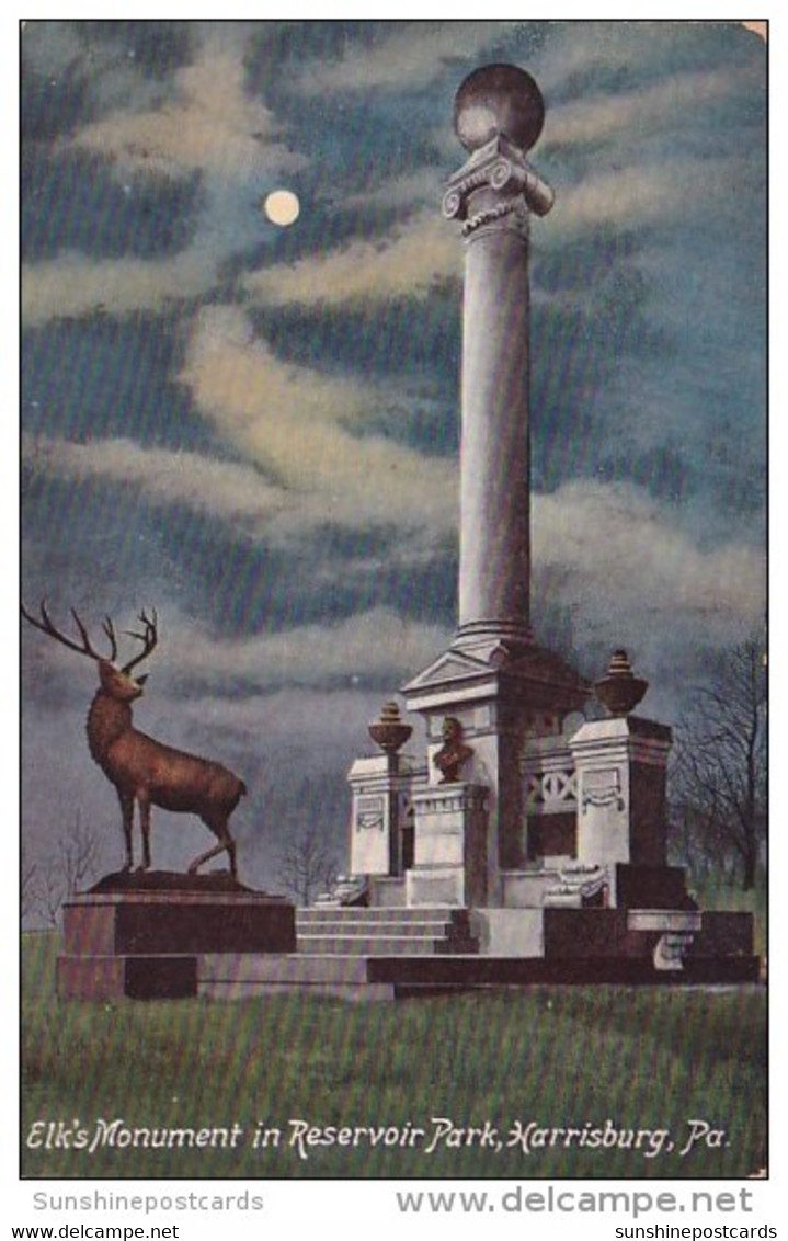 Pennsylvania Harrisburg Elk's Monument In Reservoir Park - Harrisburg