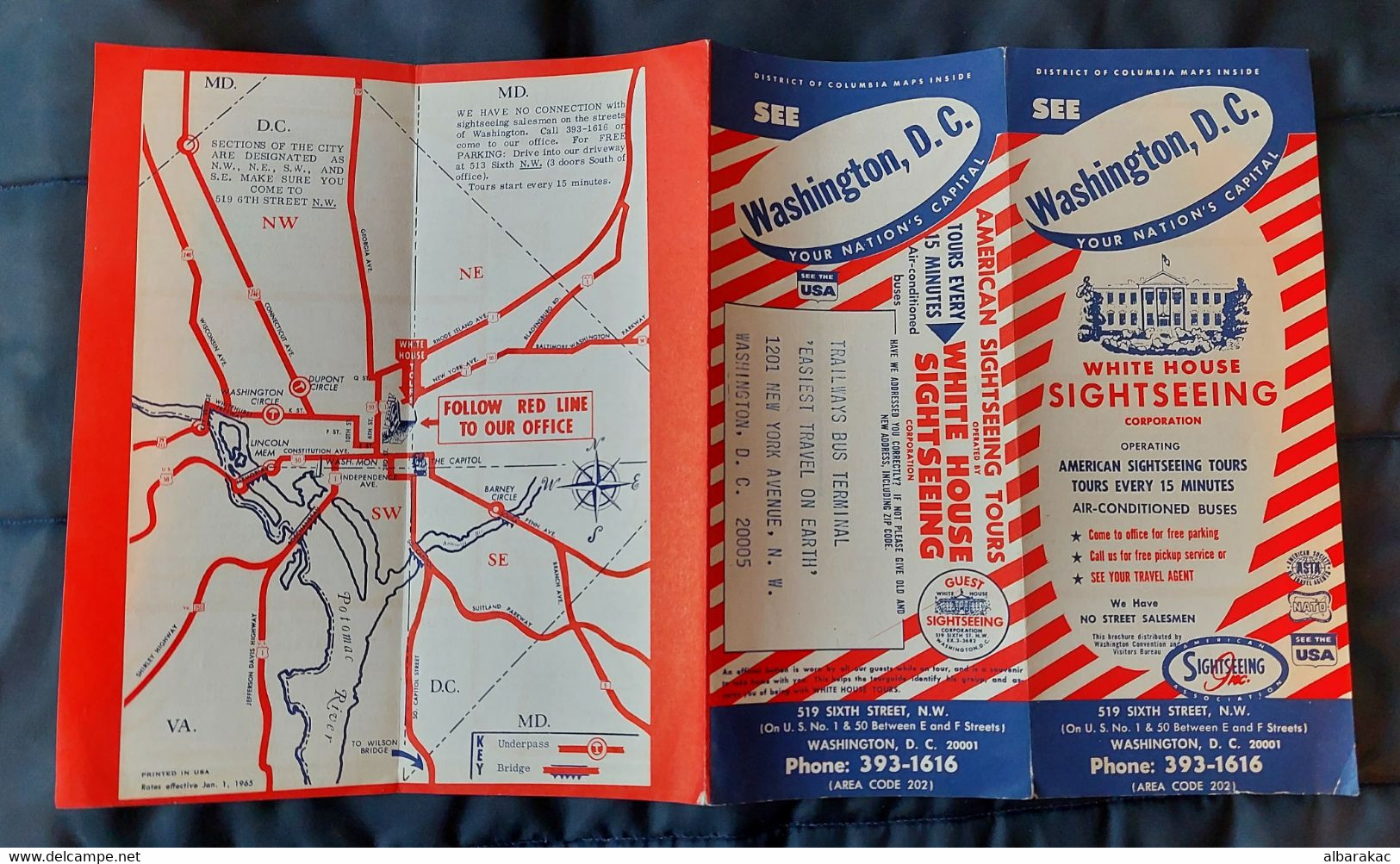 Washington D.C. American Sightseeing Tours , White House - Air Conditioned BUS ,edit USA 1965 - World
