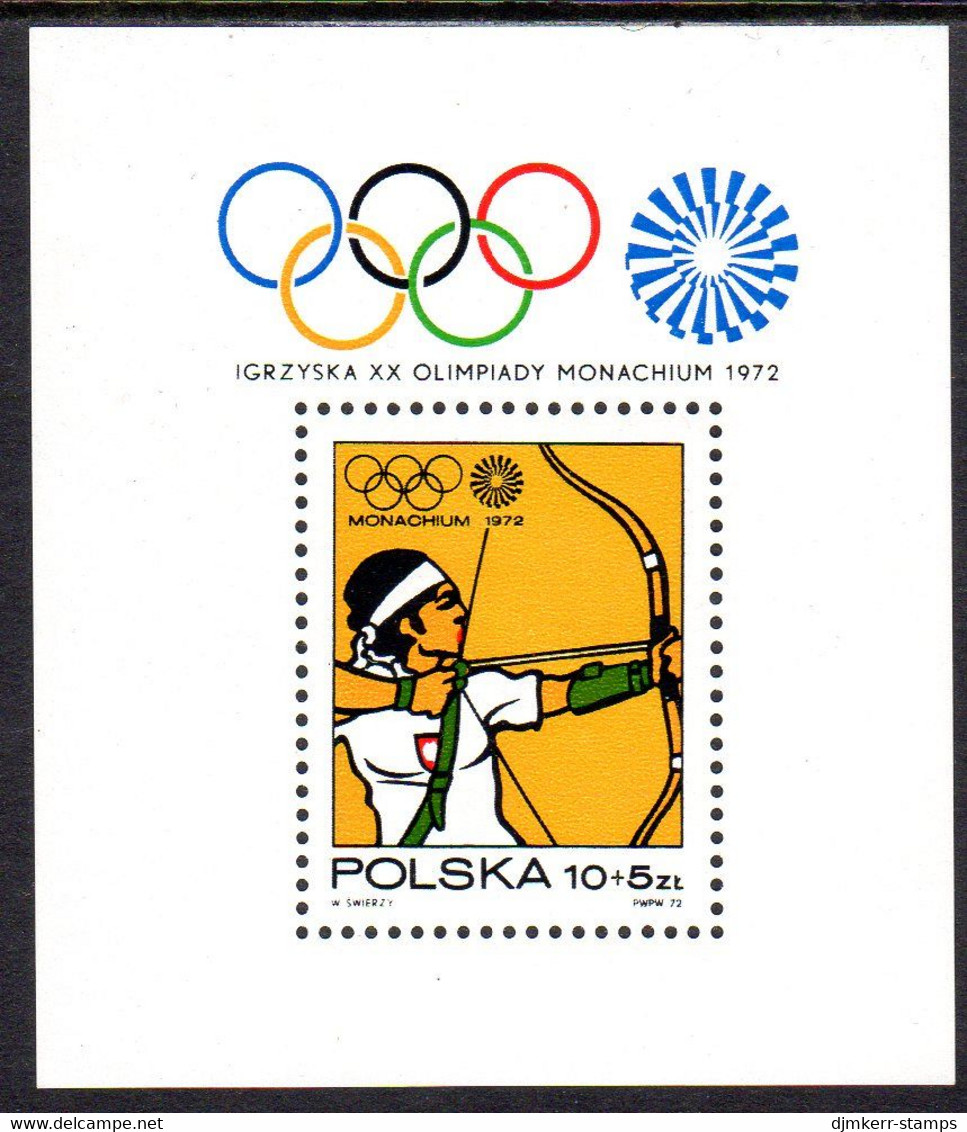 POLAND 1972 Olympic Games, Munich Block MNH / **.  Michel Block 51 - Blokken & Velletjes