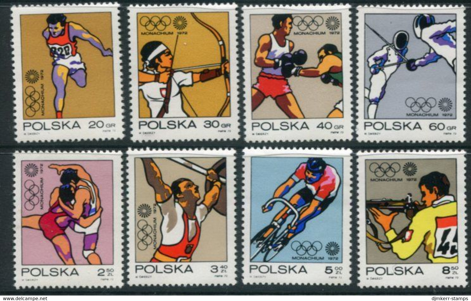 POLAND 1972 Olympic Games, Munich MNH / **.  Michel 2149-56 - Unused Stamps