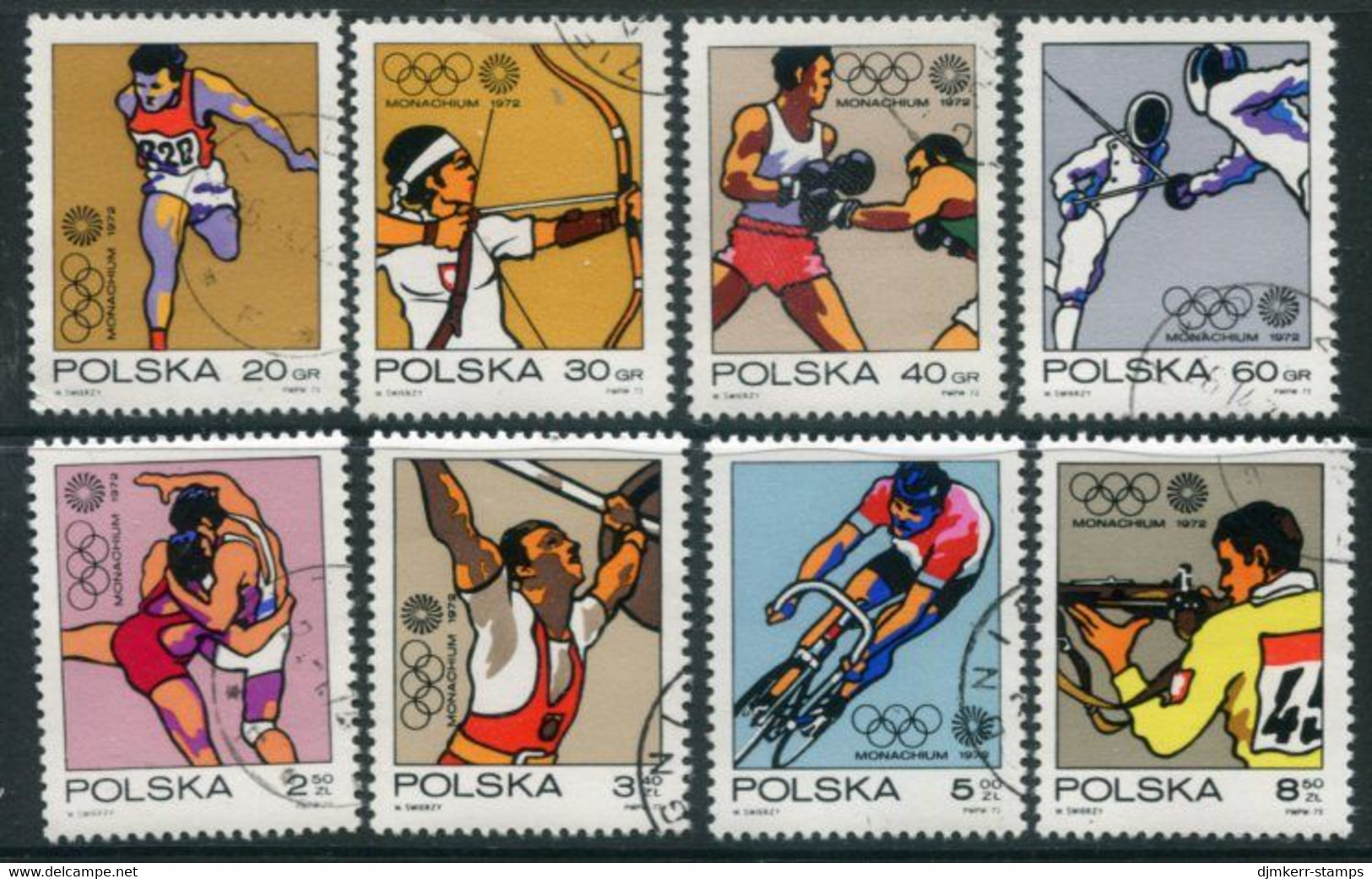 POLAND 1972 Olympic Games, Munich Used.  Michel 2149-56 - Used Stamps