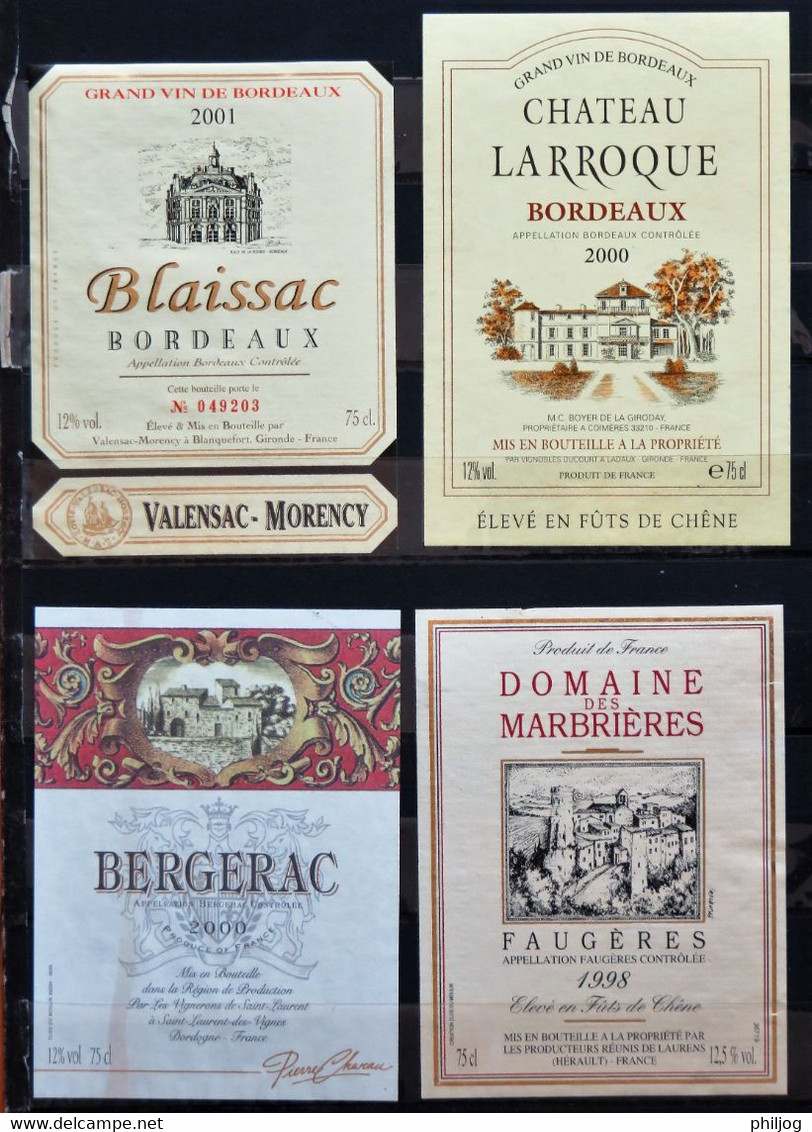 Lot De 20 étiquettes De Vins - Champagne, Vodka, Bordeaux, Beaujolais, Alsace, Bergerac - Etat Neuf - Collections & Sets