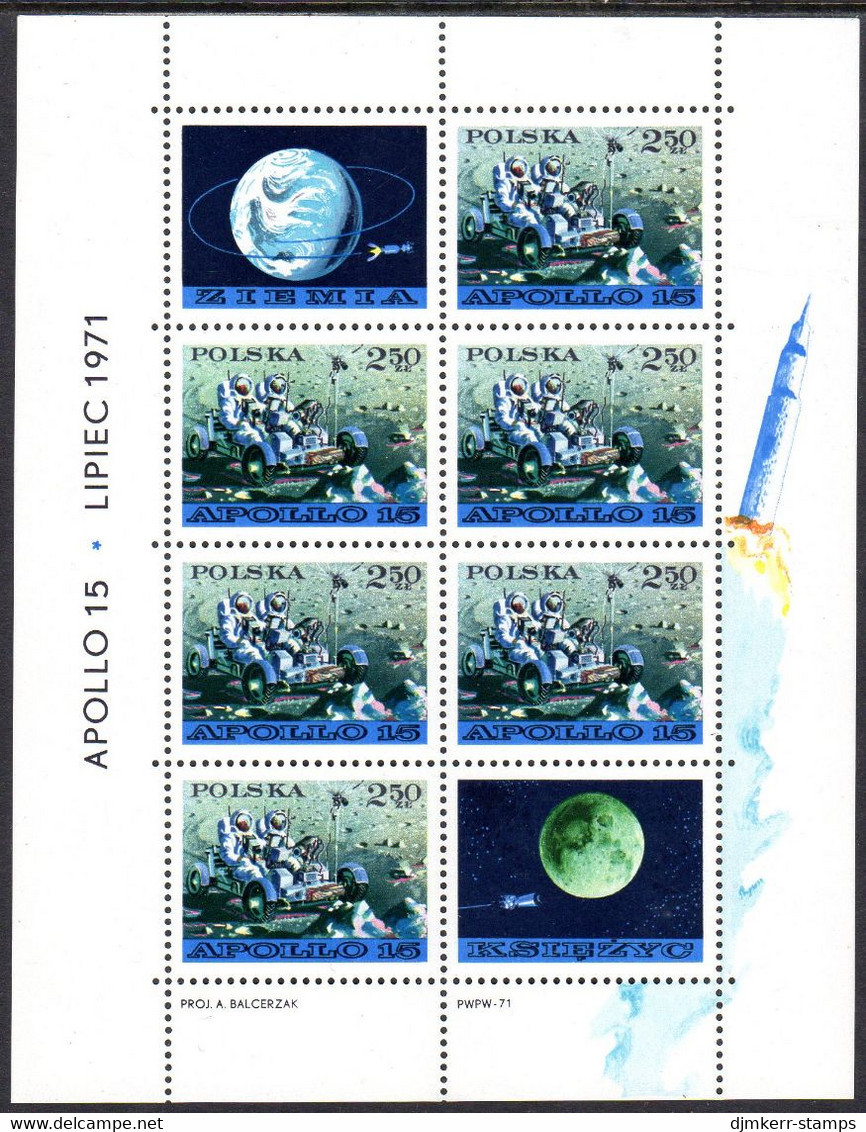 POLAND 1971 Apollo 15  Block  MNH / ** . Michel Block 48 - Unused Stamps