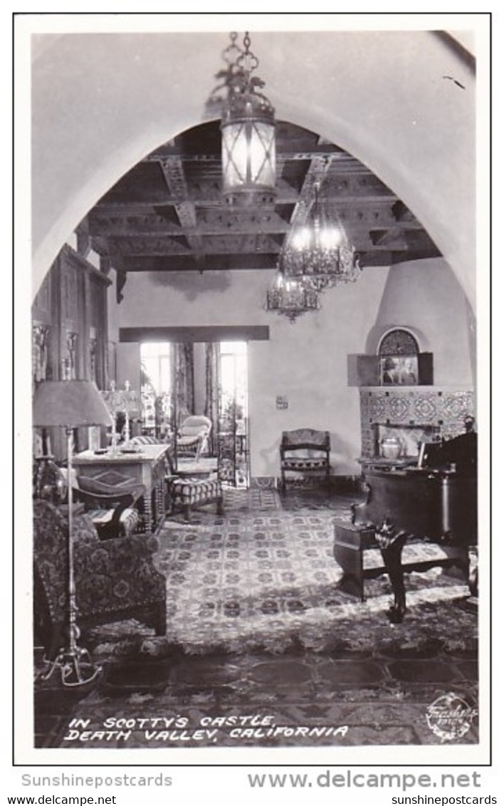 California Death Valley Scotty's Castle Interior Real Photo - Death Valley