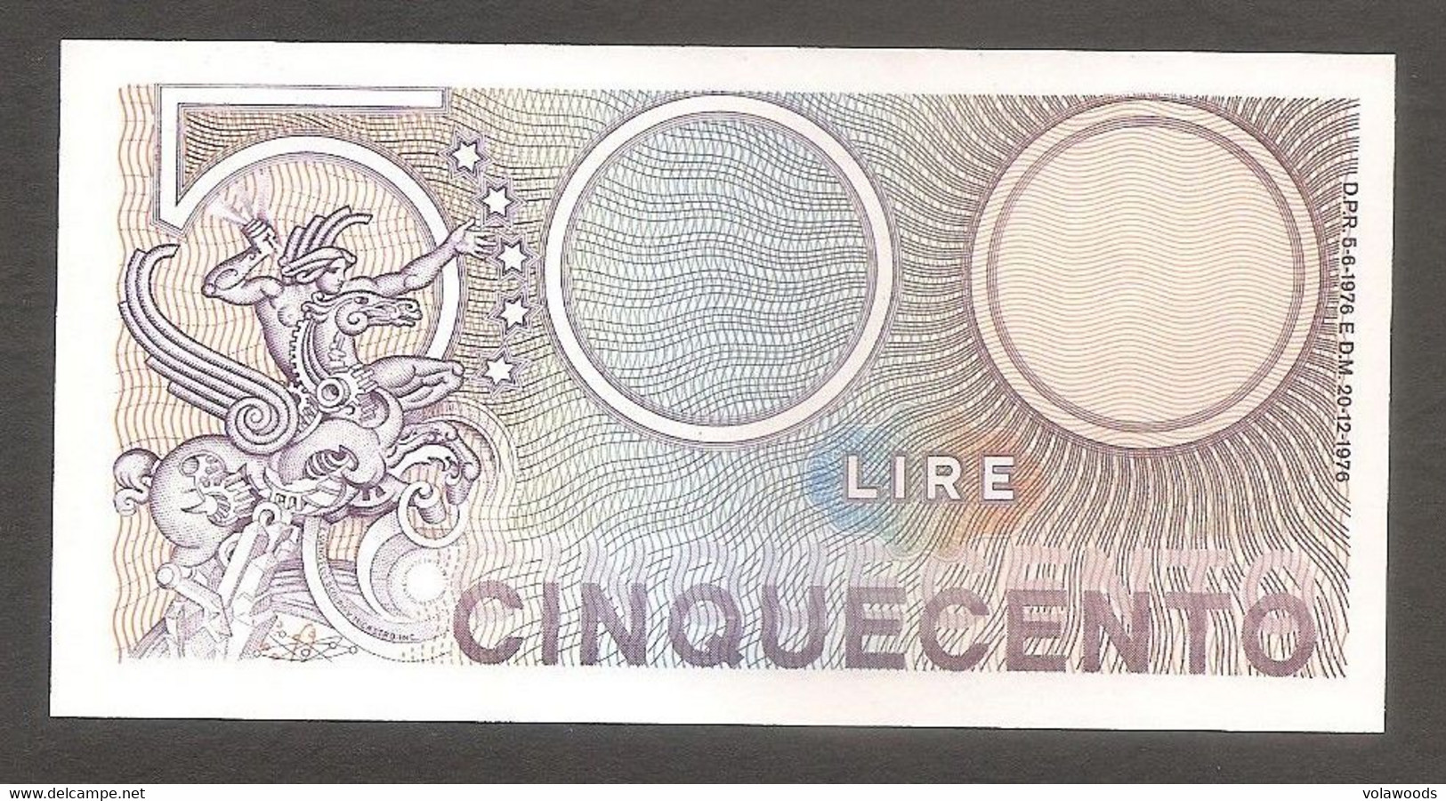 Italia - Banconota Non Circolata FDS UNC Da 500 Lire "Mercurio" P-95 - 1976 #19 - 500 Liras