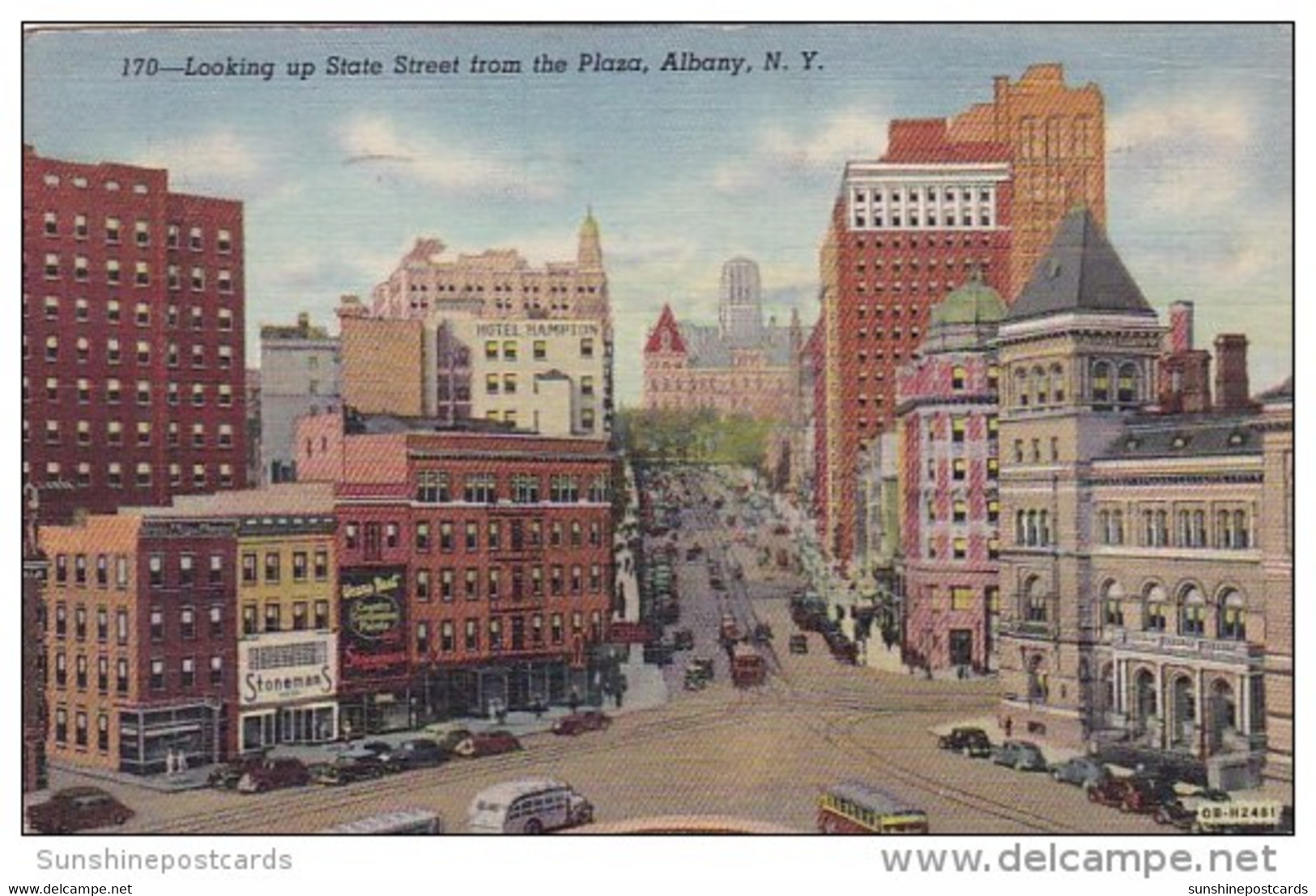 New York Albany Looking Up State Street From The Plaza 1947 - Albany