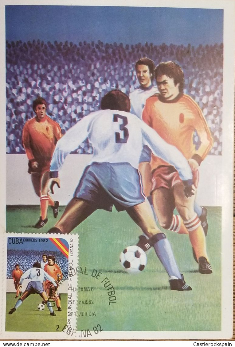 O) 1982 CUBA, CARIBBEAN, 1982 WORLD CUP SOCCER CHAMPIONSHIPS SPAIN, ATHLETES, MAXIMUM CARD - Maximumkarten