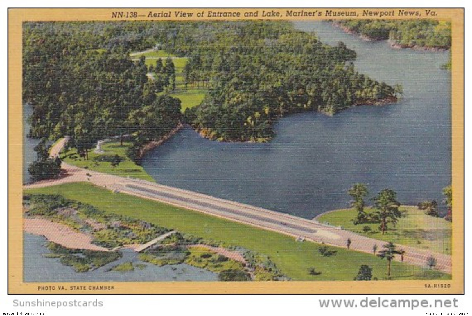Virginia Newport News Aerial View Of Entrance And Lake Mariner's Museum - Newport News