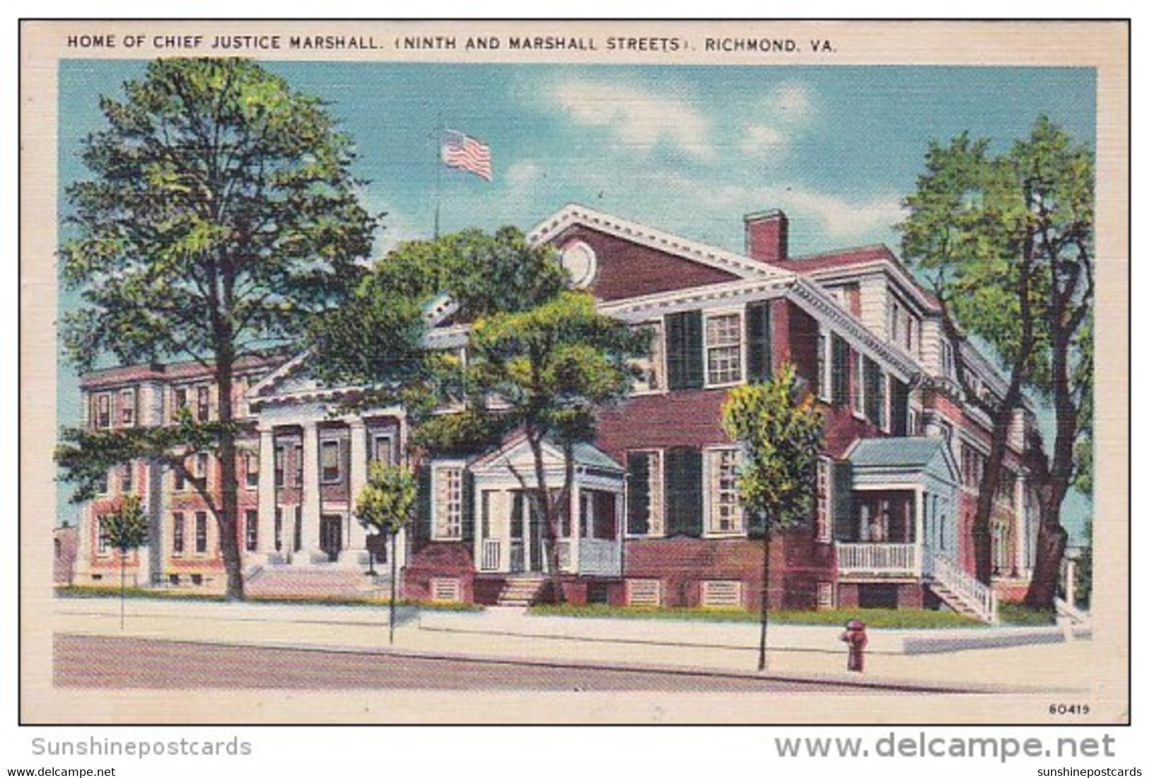 Virginia Richmond Home Of Chief Justice Marshall 1938 - Richmond