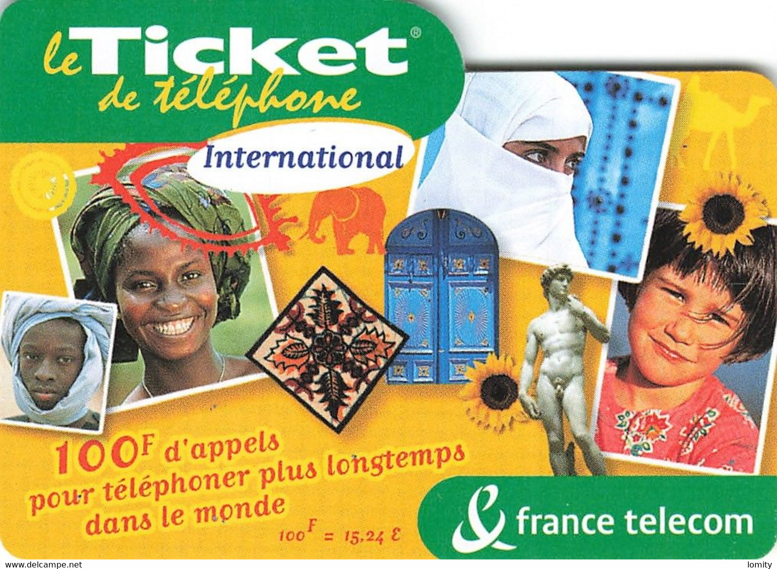 Carte Prépayée France Telecom Ticket De Téléphone International 100 Francs Carte Téléphonique 31/03/2003 - Billetes FT