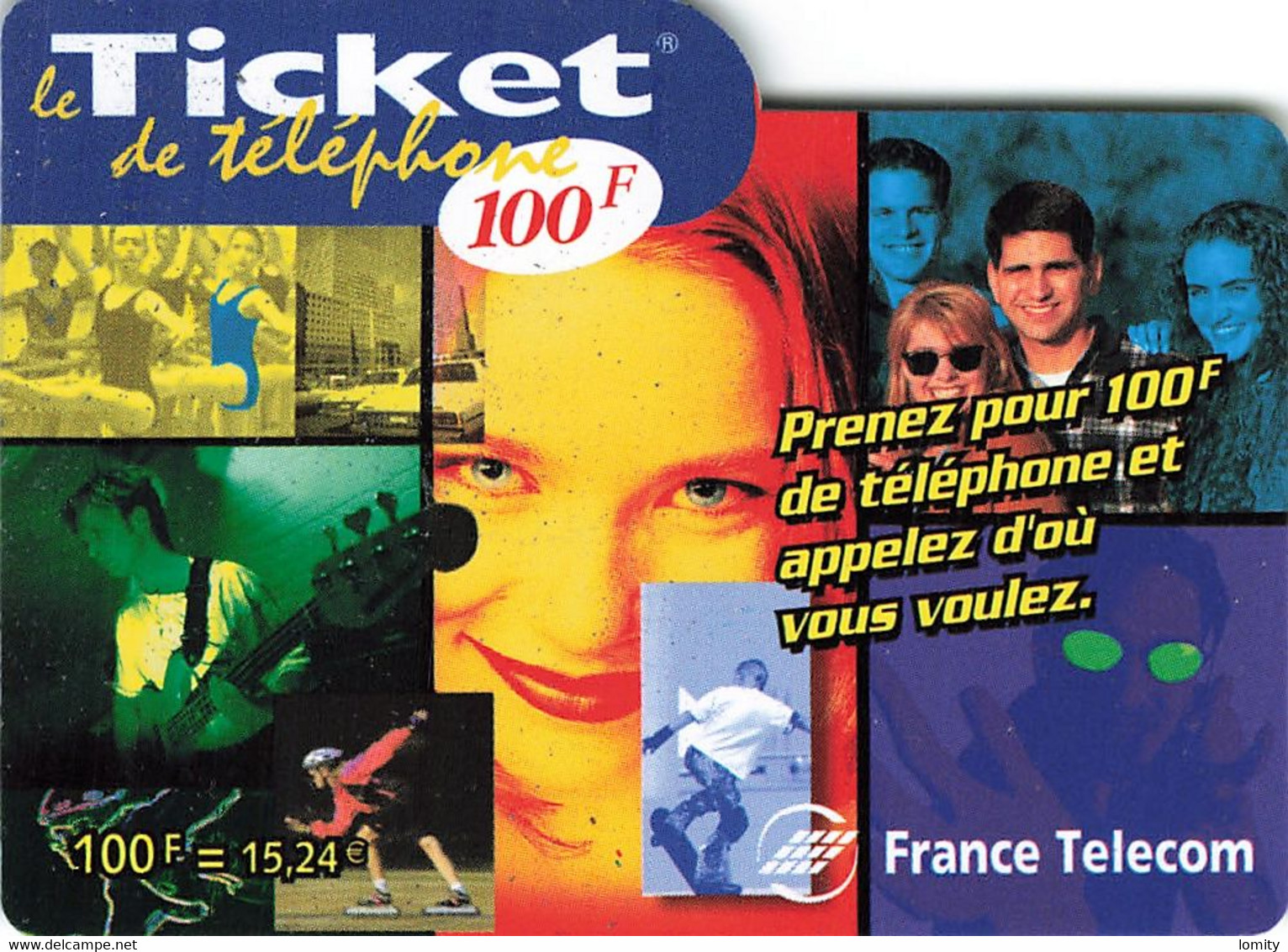 Carte Prépayée France Telecom Ticket De Téléphone 100 Francs Carte Téléphonique 31/12/2000 - Biglietti FT