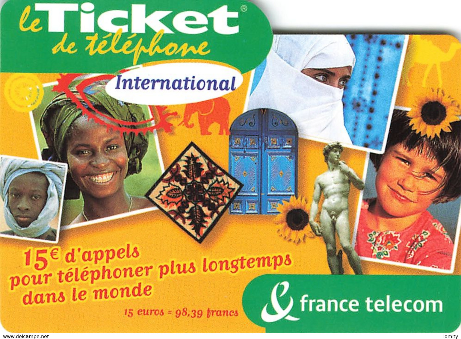 Carte Prépayée France Telecom Ticket De Téléphone International 15€ Carte Téléphonique 31/08/2004 - FT