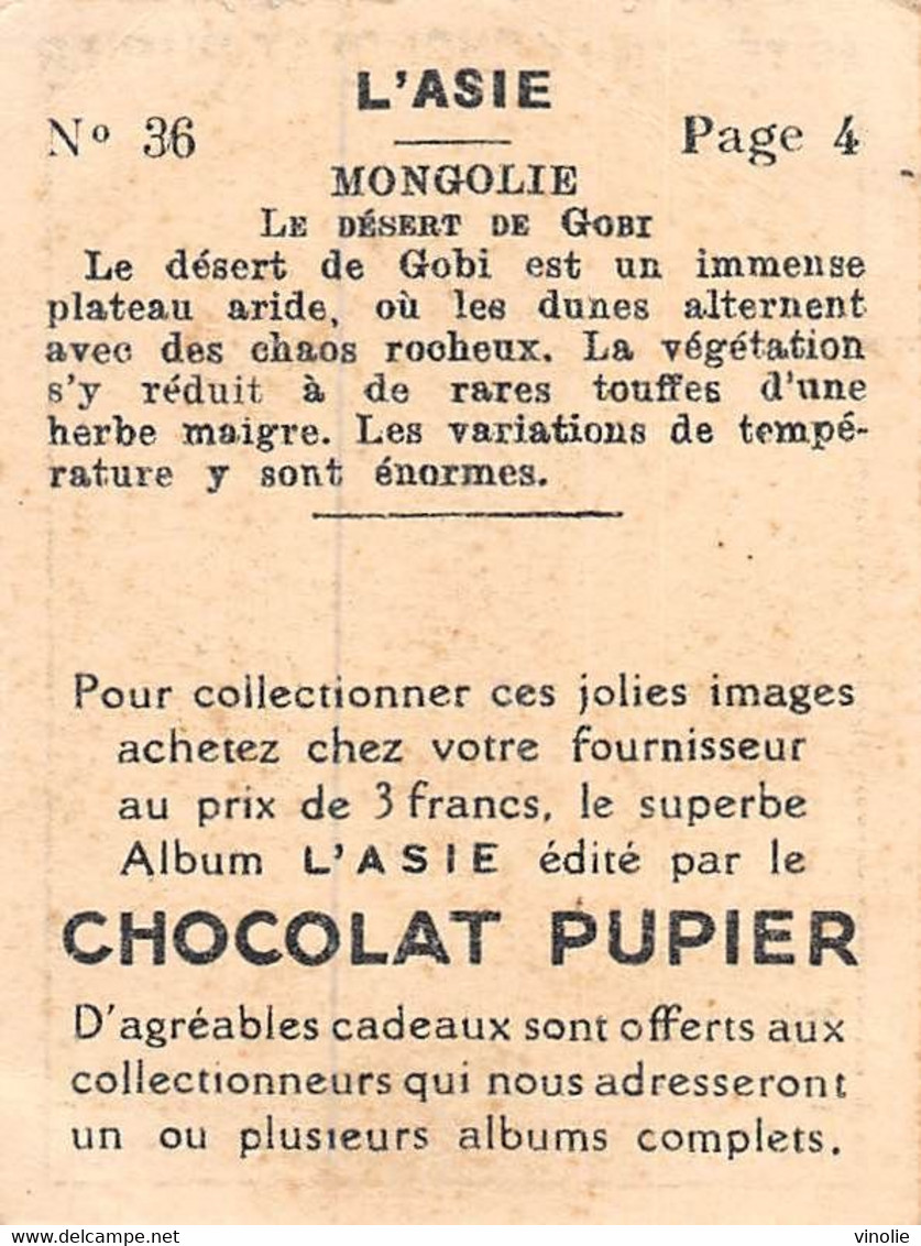 PIE-FO-21-3519 : EDITION DU CHOCOLAT PUPIER. LA MONGOLIE. LE DESERT DE GOBI - Mongolia